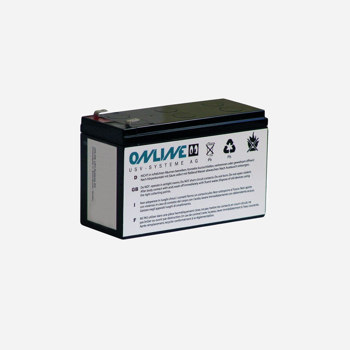 Batterie de remplacement ONLINE USV-Systeme BCZ1000 pour onduleur ZINTO 1000 (2017), 1 batterie, 7.9kg, 200x150x245mm, Gris, Code SH 85044090 - ONLINE USV-Systeme BCZ1000. Nombre de batteries incluses: 1 pièce(s), Couleur du produit: Gris, Compatibilité: ONLINE USV-Systeme ZINTO 1000 (2017). Poids: 7,9 kg, Largeur: 200 mm, Hauteur: 150 mm