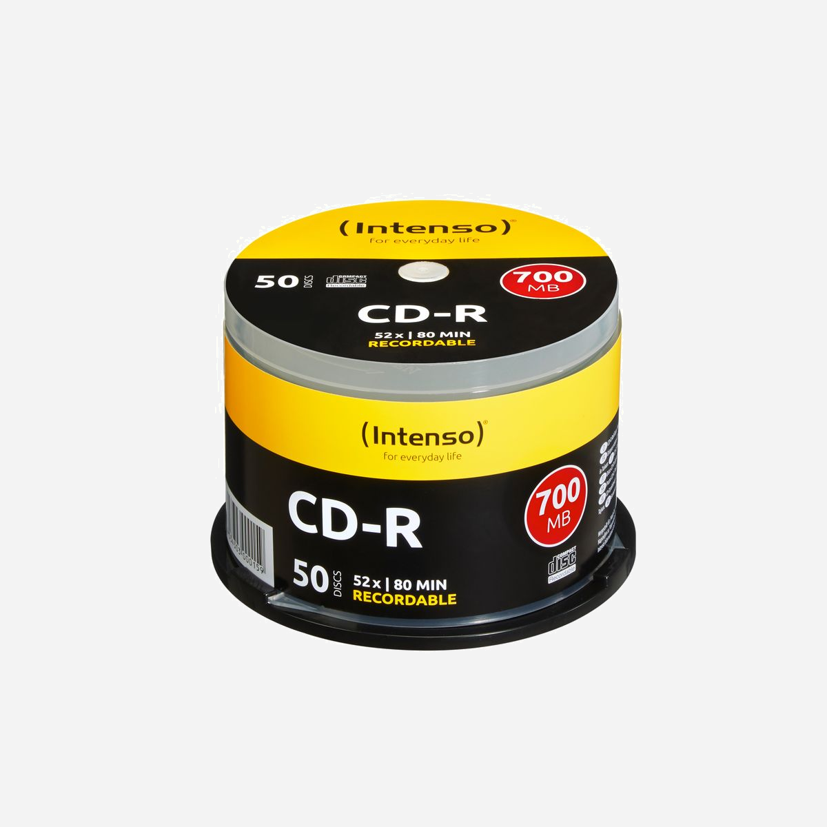 Intenso CD-R 700MB 52x - 80 min - Boîte à gâteaux 50 unités - Diamètre 120mm - Support d'enregistrement CD-R non imprimable - - 700 MB, 80 min<br>- Emballages: Cakebox 50 pièces