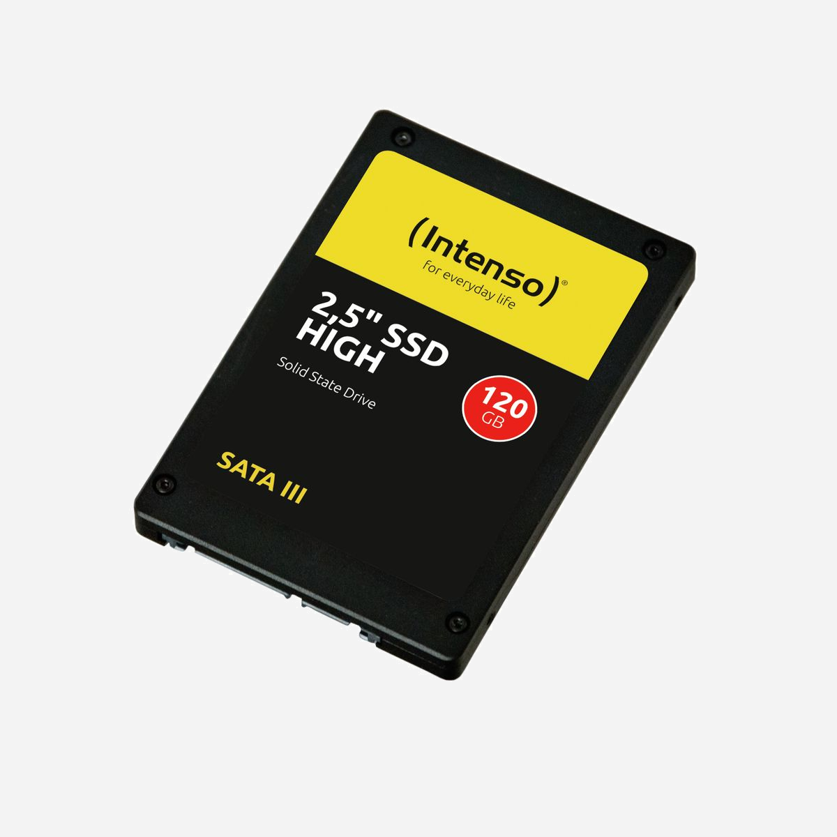 SSD Intenso High 120Go 2.5" SATA III TLC - Lecture 520 Mo/s, Écriture 480 Mo/s, IOPS 133K/122K, MTBF 2M h, Compatible PC - Intenso High. Capacité du Solid State Drive (SSD): 120 Go, Facteur de forme SSD: 2.5", Vitesse de lecture: 520 Mo/s, Vitesse d'écriture: 480 Mo/s, Taux de transfert des données: 6 Gbit/s, composant pour: PC