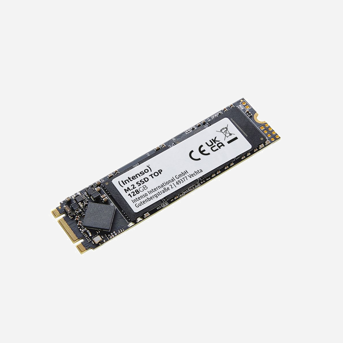 Intenso SSD M.2 2280 128Go SATA III 6Gbit/s Lecture 520Mo/s Ecriture 500Mo/s 133K/128K IOPS PC portable 80x22x4mm - Intenso Top. Capacité du Solid State Drive (SSD): 128 Go, Facteur de forme SSD: M.2, Vitesse de lecture: 520 Mo/s, Vitesse d'écriture: 500 Mo/s, Taux de transfert des données: 6 Gbit/s, composant pour: Ordinateur portable