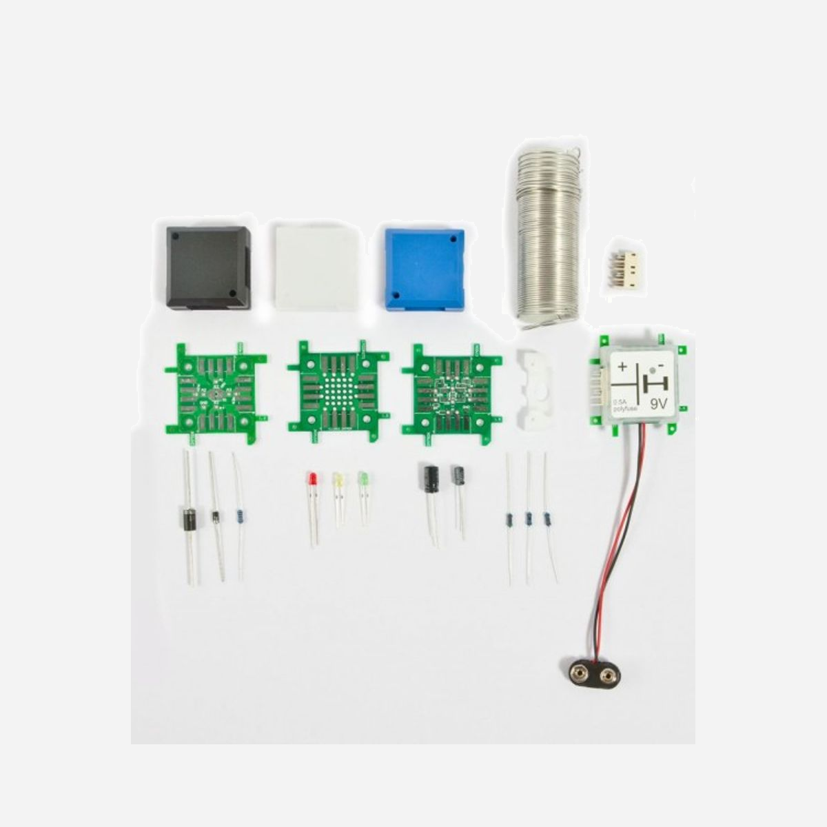 Kit de démarrage ALLNET 124343 Brick’R’knowledge : 25 PCBs, composants discrets (R, C, Transistors, Diodes, LEDs), fil à souder, gabarit. Multicolore, 735g. - DIY ist unser Ding! Hier kannst du deine eigene Brick Welt weiterentwickeln. Dieses Set kommt mit 25 leeren Platinen, 25 Kunststoff Schalen, verschiedenen Widerständen, Steckerersatzteilen, Kondensatoren, Transistoren, Dioden und LEDs. Außerdem bekommt ihr eine Rolle LÖtzinn, Draht und eine Leere, um dich beim Selbstbauen zu unterstützen.