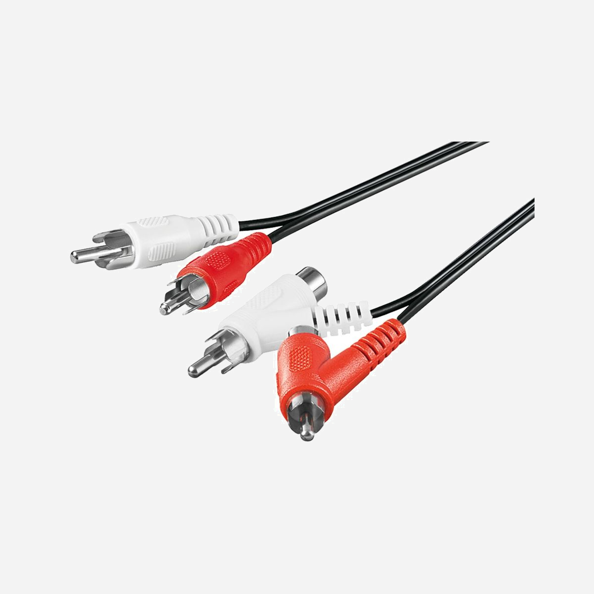 Câble Audio Goobay 50214, 1.5m, 2x RCA Mâle vers 2x RCA Mâle/Femelle, Noir, PVC, Connecteurs Droit/Courbe - Goobay 50214. Connecteur 1: 2 x RCA, Genre de connecteur 1: Mâle, Connecteur 2: 2 x RCA, Genre de connecteur 2: Mâle/Femelle, Longueur de câble: 1,5 m, Couleur du produit: Noir