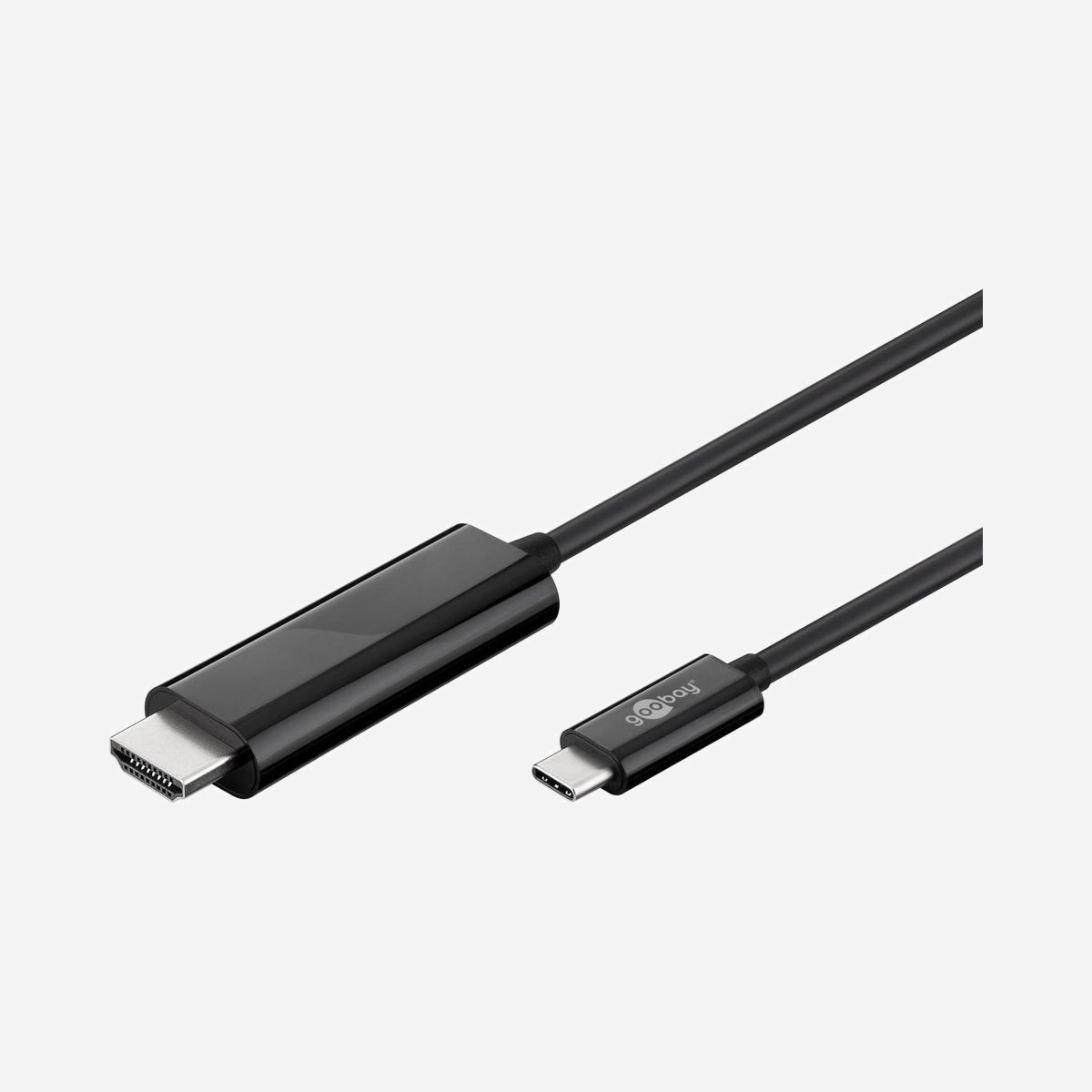 Goobay 77528 : Câble USB Type-C vers HDMI 1.8m, Mâle/Mâle, Noir, HDCP, Alimentation USB, Certifié CE/WEEE, Packaging Polybag - Goobay 77528. Longueur de câble: 1,8 m, Connecteur 1: USB Type-C, Connecteur 2: HDMI. Certification: CE, WEEE. Poids: 68 g. Type d'emballage: Sac en polyéthylène