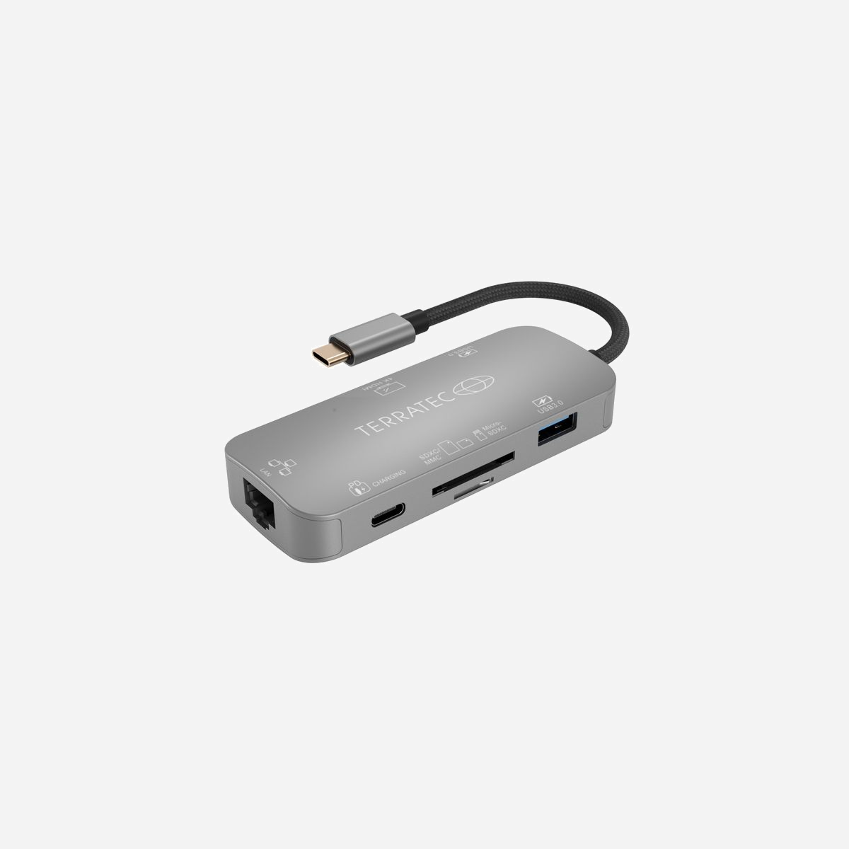Terratec Connect C8 - Hub USB 2.0 Type-C Gris avec 2x USB 3.2 Gen 1 Type-A, HDMI, Ethernet RJ-45, Lecteur de cartes, Alimentation USB, Compatible Windows 10/macOS - Terratec Connect C8. Interface de l'hôte: USB 2.0 Type-C. Couleur du produit: Gris, Interfaces Hub: USB 3.2 Gen 1 (3.1 Gen 1) Type-C. Type d'alimentation d'énergie: USB. Prise en charge du système d'exploitation Windows: Windows 10. Quantité: 1 pièce(s)