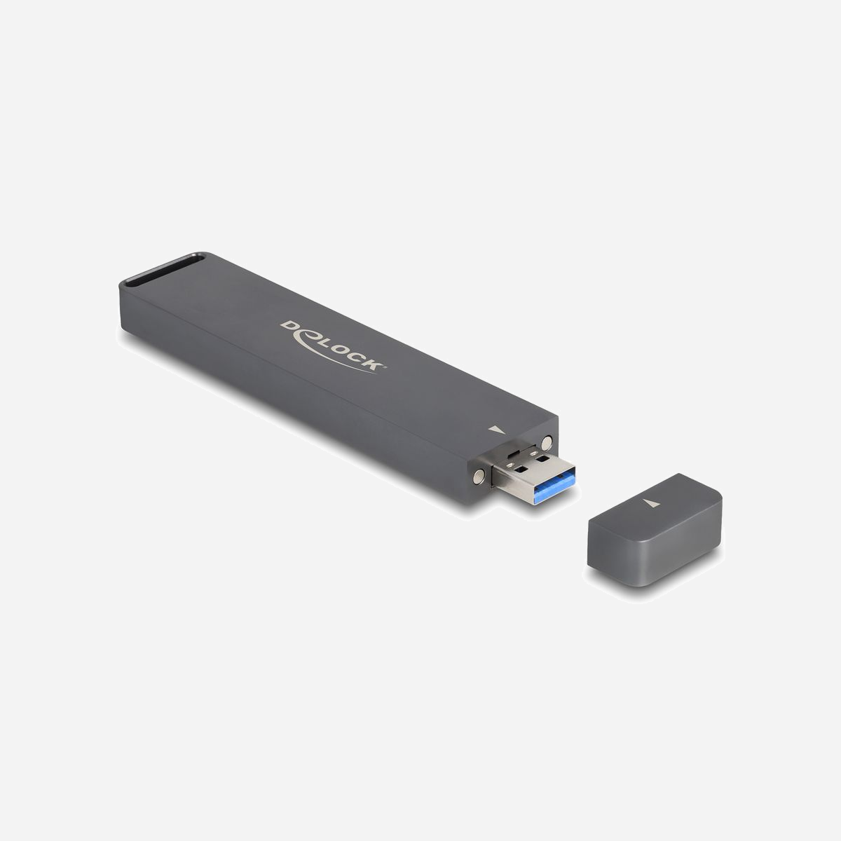 DeLOCK Boîtier Externe USB 10Gbps pour SSD M.2 NVMe/SATA (2230/42/60/80) USB Type-A Mâle - Chipset Realtek RTL9210B - Aluminium - Windows/macOS/Linux/Android - Ce boitier de Delock permet d’installer un M.2 PCIe NVMe SSD ou SATA M.2 SSD en format 2280, 2260, 2242 et 2230. Il peut être connecté via USB à un PC ou à un ordinateur portable. Le boitier métallique robuste assure une température optimale de la mémoire.