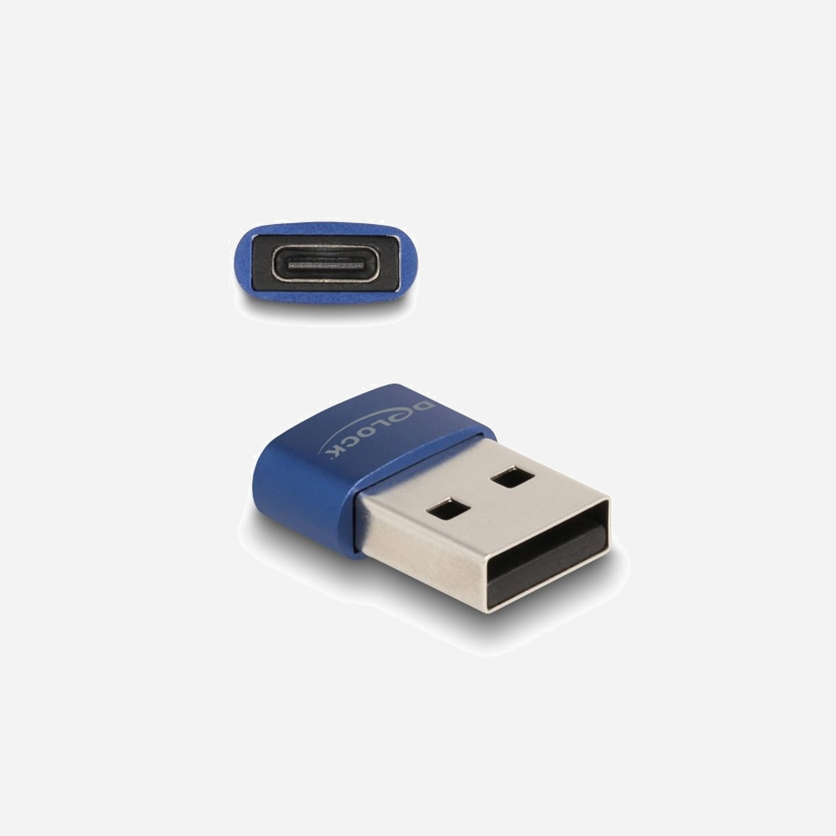 DeLOCK Adaptateur USB 2.0 - USB Type-A mâle vers USB Type-C femelle, 0.48 Gbit/s, 5V/3A, Boîtier ABS, Dimensions 20x15x7mm, Bleu, Réf. 60051 - Cet adaptateur de Delock permet de connecter un appareil ayant un USB Type-C™ mâle à un port femelle USB Type-A.