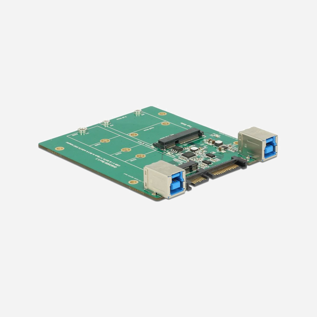 DeLOCK 62732 : Adaptateur Interne SATA vers M.2/mSATA, 85x100x15mm, Support Windows/Linux, avec USB 3.2 Gen 1 - DeLOCK 62732. Interface de l'hôte: SATA, Interface de sortie: M.2, mSATA. Couleur du produit: Noir, Vert. Largeur: 85 mm, Profondeur: 100 mm, Hauteur: 15 mm. Type d'emballage: Boîte