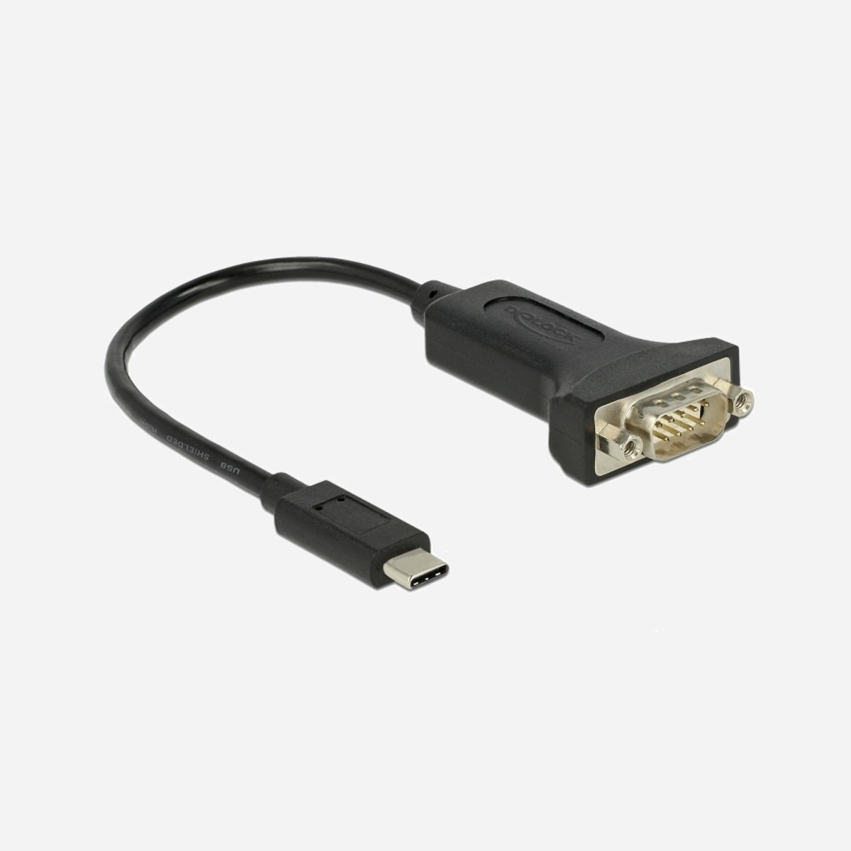 DeLOCK 63908 Adaptateur USB Type-C vers DB-9 RS-232, câble 0.15m, Noir, AWG 28/24, pour imprimantes, instruments de mesure et appareils IoT. - Cet adaptateur USB Type-C™ de Delock fournit une interface compatible RS-232 DB9 pour les imprimantes, instruments de mesure, contrôleurs, appareils IoT, etc.