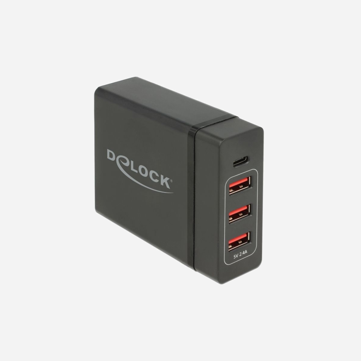 DeLOCK 63974 Chargeur Secteur Universel 60W, 1 Port USB Type-C, 3 Ports USB 2.0, 5-20V, Protection Surtension/Surchauffe/Court-circuit, Câble 1.2m - DeLOCK USB-Wandladegerät 63974. Type de chargeur: Intérieure, Type de source d'alimentation: Secteur, Compatibilité de chargeur: Universel. Tension d'entrée: 100 - 240 V, Tension de sortie (max): 20 V. Quantité de Ports USB 2.0: 3, Quantité de ports USB de type C: 1, Dispositifs de protection électrique: Sur-courant, Surchauffe, Surcharge, Court-circuit. Longueur de câble: 1,2 m, Couleur du produit: Noir