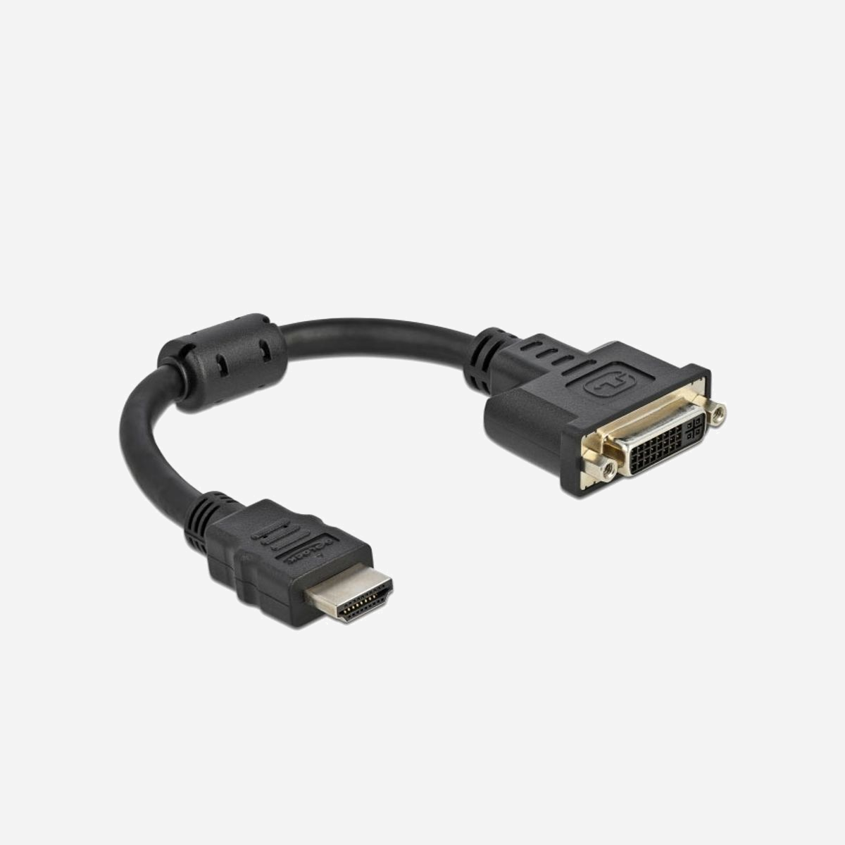 DeLOCK Adaptateur HDMI mâle vers DVI-D 24+5 femelle, 4K 30Hz, 0.2m, Noir - Connecteur HDMI-A mâle, Connecteur DVI-D femelle, Résolution max. 3840x2160 - Cet adaptateur de Delock permet la connexion, par exemple, d’un moniteur DVI à un port HDMI disponible d’un PC ou laptop. En utilisant un câble de connexion en option de 2 m maximum, une résolution jusqu’à 4K 30 Hz peut être atteinte.