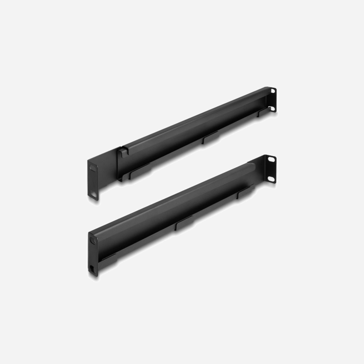 DeLOCK Support de Montage 19" Réglable 368-600mm Métal Noir, 2 Pièces - Pour Armoire Réseau, Fixation Composants Réseau, Profondeur 60mm - Ces supports de montage de Delock peuvent être montés dans une armoire de réseau 19″ sur le côté et ils sont idéaux pour fixer des composants de réseau sans option de montage.<br><br>Longueur réglable<br>Les supports de montage peuvent être étendus de 368 à 600 mm pour créer plus d’espace pour les différents composants de réseau.