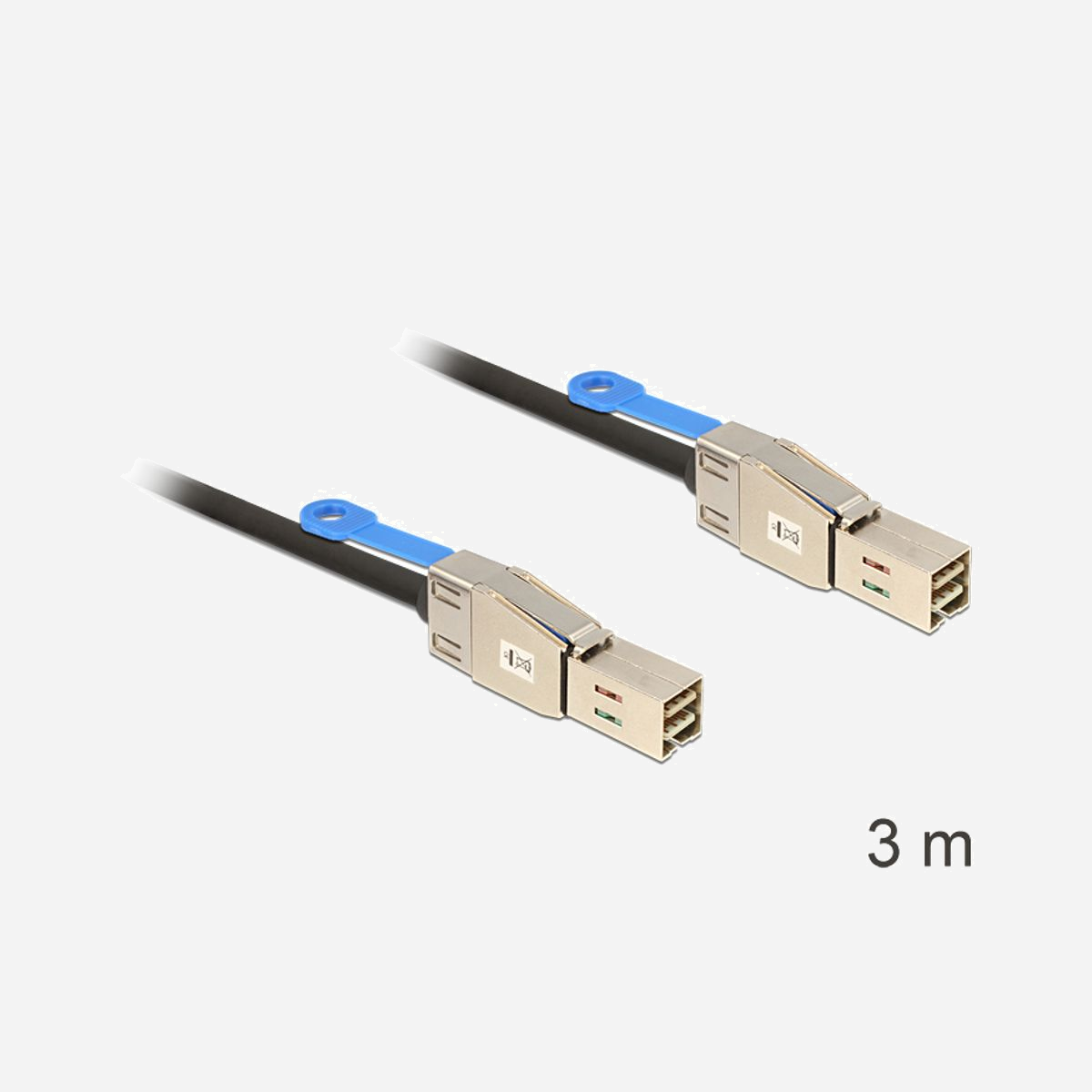 DeLOCK Câble SAS 83396 - Mini SAS HD x 4 (SFF 8644) Mâle/Mâle - Longueur 3m - Noir et Argent - Spécification SAS pour stockage et serveurs - DeLOCK 83396. Longueur de câble: 3 m, Connecteur 1: Mini SAS HD x 4 SFF 8644, Connecteur 2: Mini SAS HD x 4 SFF 8644