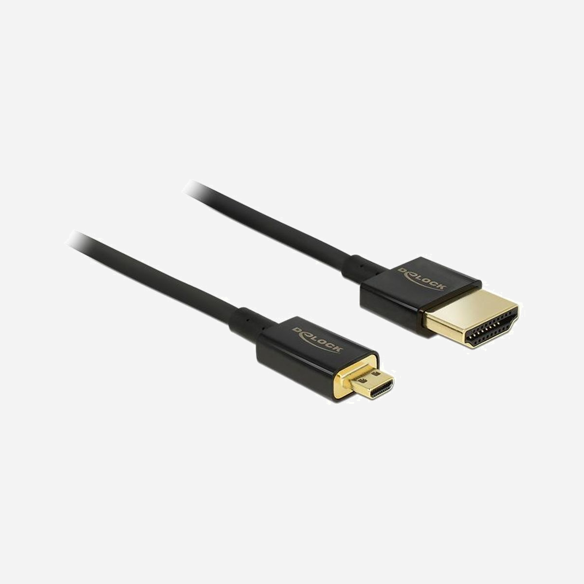 DeLOCK Câble HDMI 4.5m HDMI-A vers HDMI Micro-D, 3840x2160 4K UHD, 18 Gbit/s, Contacts Or, Compatibilité 3D, AWG 36, Noir - DeLOCK HDMI-A/HDMI Micro-D, 4.5 m. Longueur de câble: 4,5 m, Connecteur 1: HDMI Type A (Standard), Genre de connecteur 1: Mâle, Connecteur 2: HDMI Type D (Micro), Genre de connecteur 2: Mâle, Contacts du connecteur de placage: Or, Compatibilité 3D, Résolution maximale: 3840 x 2160 pixels, Taux de transfert des données: 18 Gbit/s, Couleur du produit: Noir