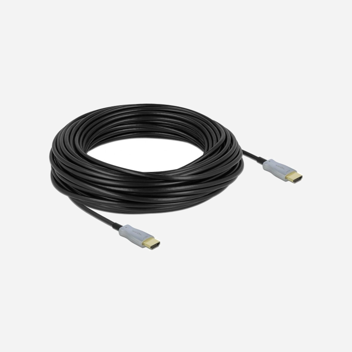 DeLOCK Câble Optique Actif HDMI 2.0 4K 60Hz 25m, Connecteurs Type A Mâle, HDCP 1.4/2.2, 18 Gbit/s, HDR, Fibre Optique, Diamètre 5.4mm - Ce câble de Delock peut être utilisé pour connecter une interface HDMI, ex. écrans ou télés, à un PC ou un laptop. Ce câble optique actif est particulièrement fin et peut transmettre des signaux sans perte sur les longues distances.
