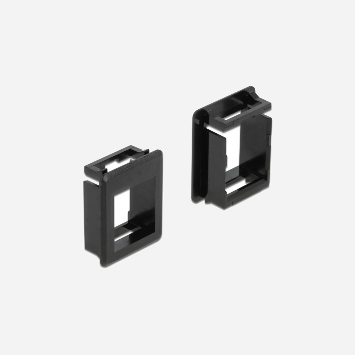 DeLOCK Support Keystone pour Boîtier - Lot de 4, Plastique Noir, Dimensions 22x25.6x9.6mm, Montage Encliquetage, Compatible Modules Keystone Standard - Ce support Keystone de Delock peut être monté dans des boîtiers. Avec ses dimensions normalisées, il convient au montage facile par encliquetage d'un module Keystone.