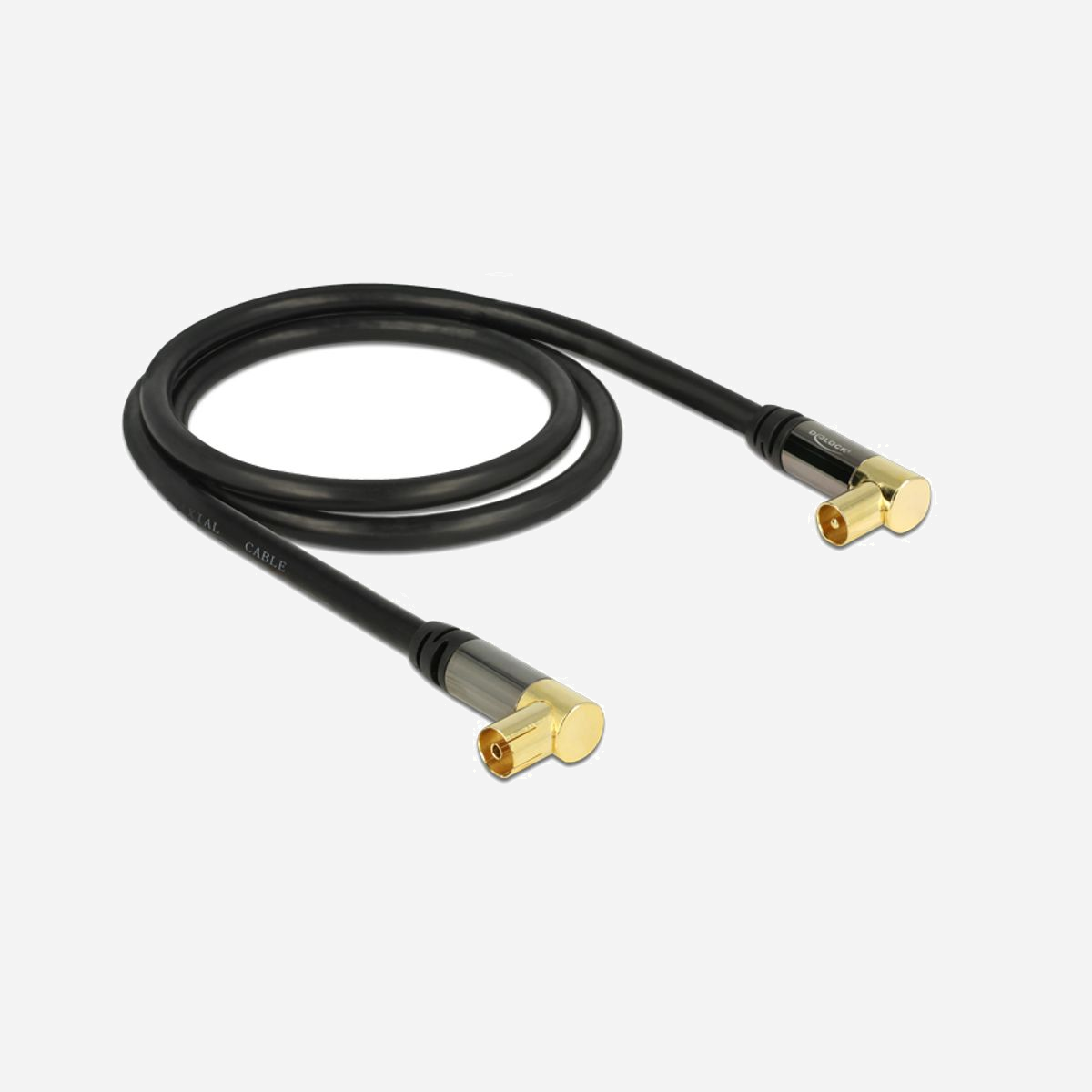 DeLOCK 88781 : Câble Coaxial RG-6/U 1m Noir, Connecteurs IEC plaqués Or, Impédance 75 Ohm, Conditionnement individuel - DeLOCK 88781. Longueur de câble: 1 m, Connecteur 1: IEC, Connecteur 2: IEC. Quantité: 1 pièce(s). Type d'emballage: Sac en polyéthylène