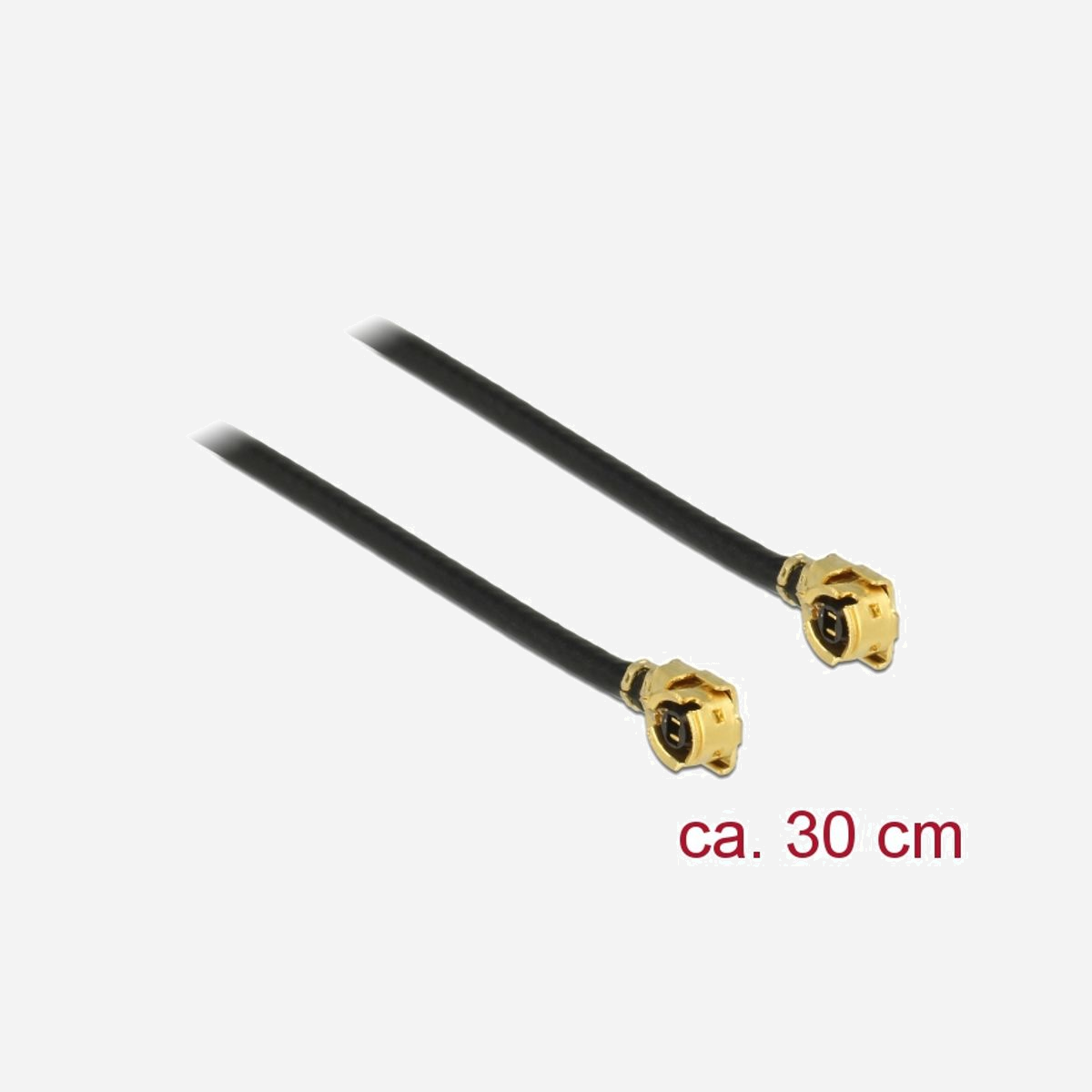 Câble Coaxial DeLOCK 89609, 0.3m, Type 1.13, MHF (I-PEX) vers MHF (I-PEX), Impédance 50 Ohm, Gaine 1.13mm, Connecteurs Noir/Or - DeLOCK 89609. Longueur de câble: 0,3 m, Connecteur 1: MHF (I-PEX), Connecteur 2: MHF (I-PEX). Quantité: 1 pièce(s). Type d'emballage: Sac en polyéthylène