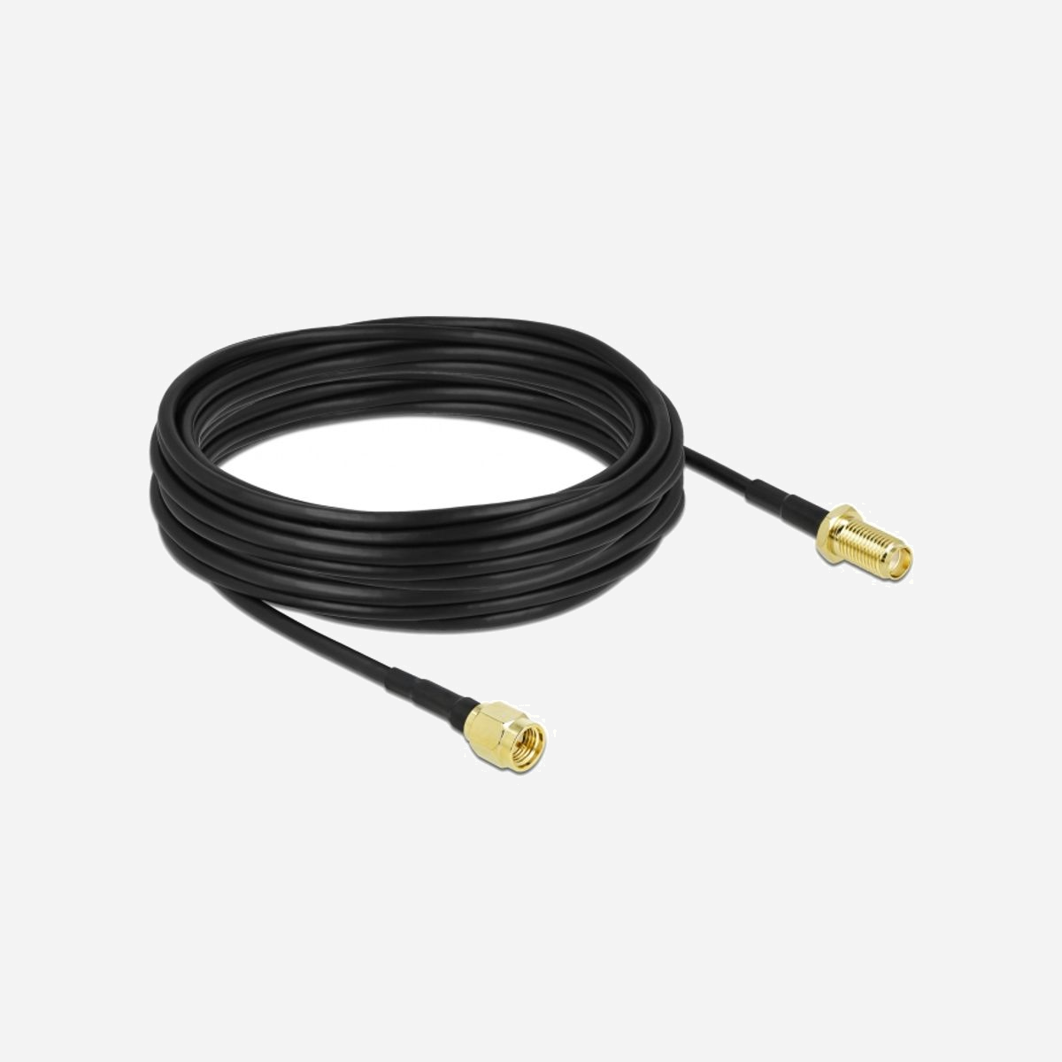 DeLOCK Câble Antenne SMA Mâle vers SMA Femelle 10m LMR100, 50 Ohm, Contacts Or, Noir - Le câble d'antenne de Delock est approprié aux composants de connexion de la technologie de fréquence radio.