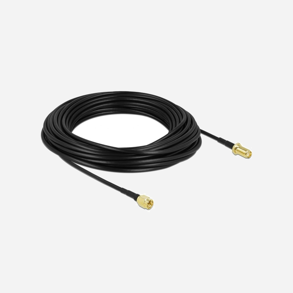 DeLOCK Câble d'antenne 90444, 15m, SMA mâle vers SMA femelle, LMR100, 50 Ohm, contacts or, noir - Le câble d'antenne de Delock est approprié aux composants de connexion de la technologie de fréquence radio.