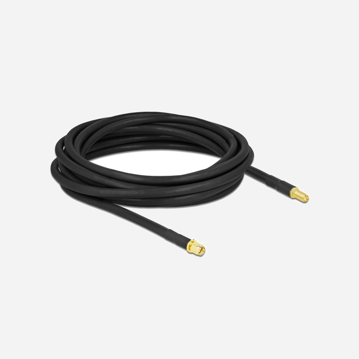 DeLOCK Câble Antenne SMA Mâle vers SMA Femelle 5m LMR300, Impédance 50 Ohm, Contacts Or, Connecteurs Droits, Noir, Référence 90460 - Le câble d'antenne de Delock est approprié aux composants de connexion de la technologie de fréquence radio.