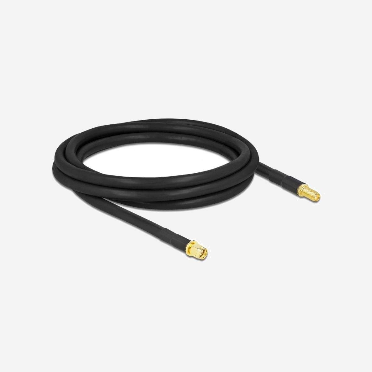 DeLOCK Câble Antenne 2m SMA Mâle vers SMA Femelle LMR300 50 Ohm, Connecteurs Plaqué Or, Noir, Diamètre Isolation 7.5mm - Le câble d'antenne de Delock est approprié aux composants de connexion de la technologie de fréquence radio.