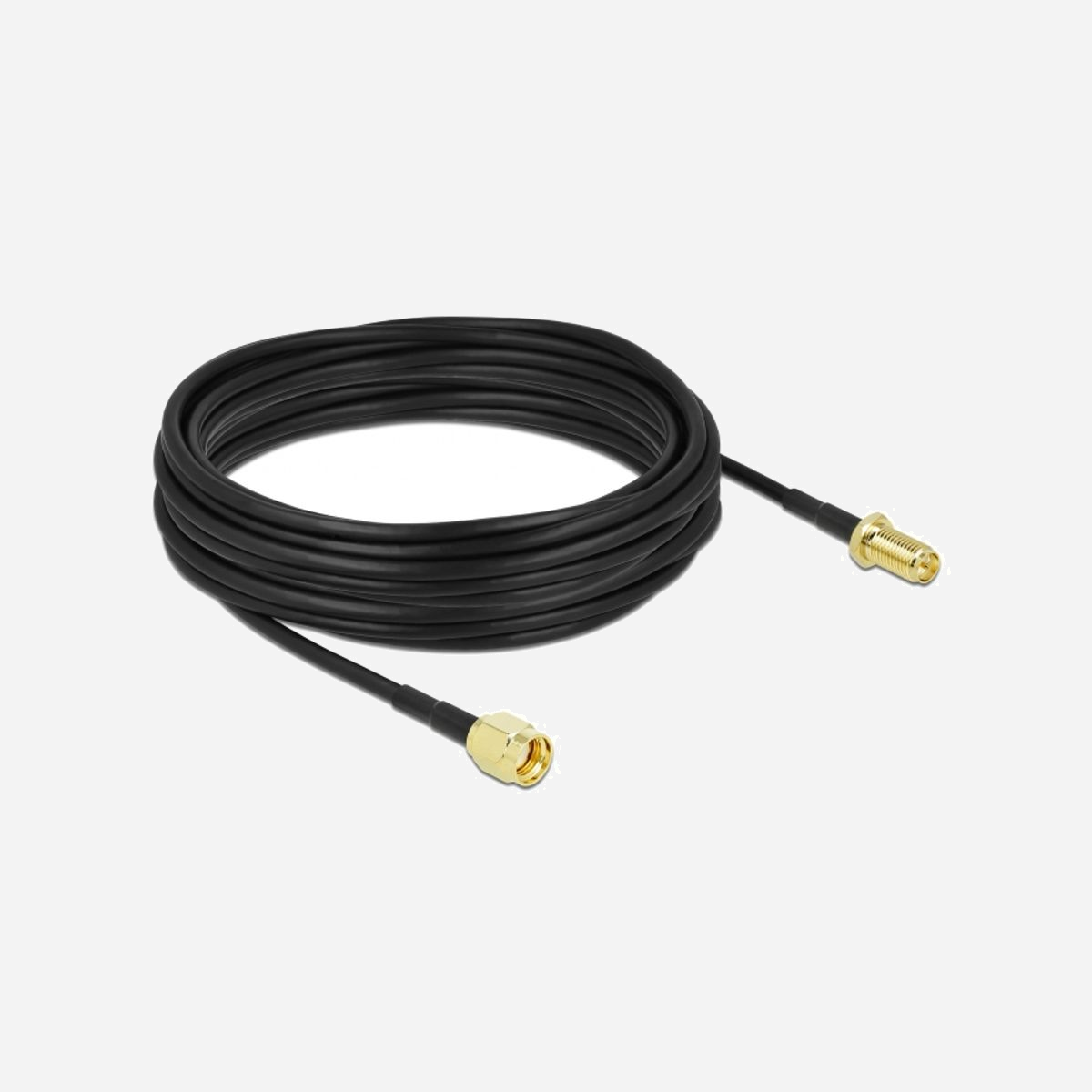DeLOCK Câble Antenne RP-SMA Mâle vers RP-SMA Femelle 10m LMR100, 50 Ohm, Contacts Or, Noir, Connecteurs Droit - Le câble d'antenne de Delock est approprié aux composants de connexion de la technologie de fréquence radio.