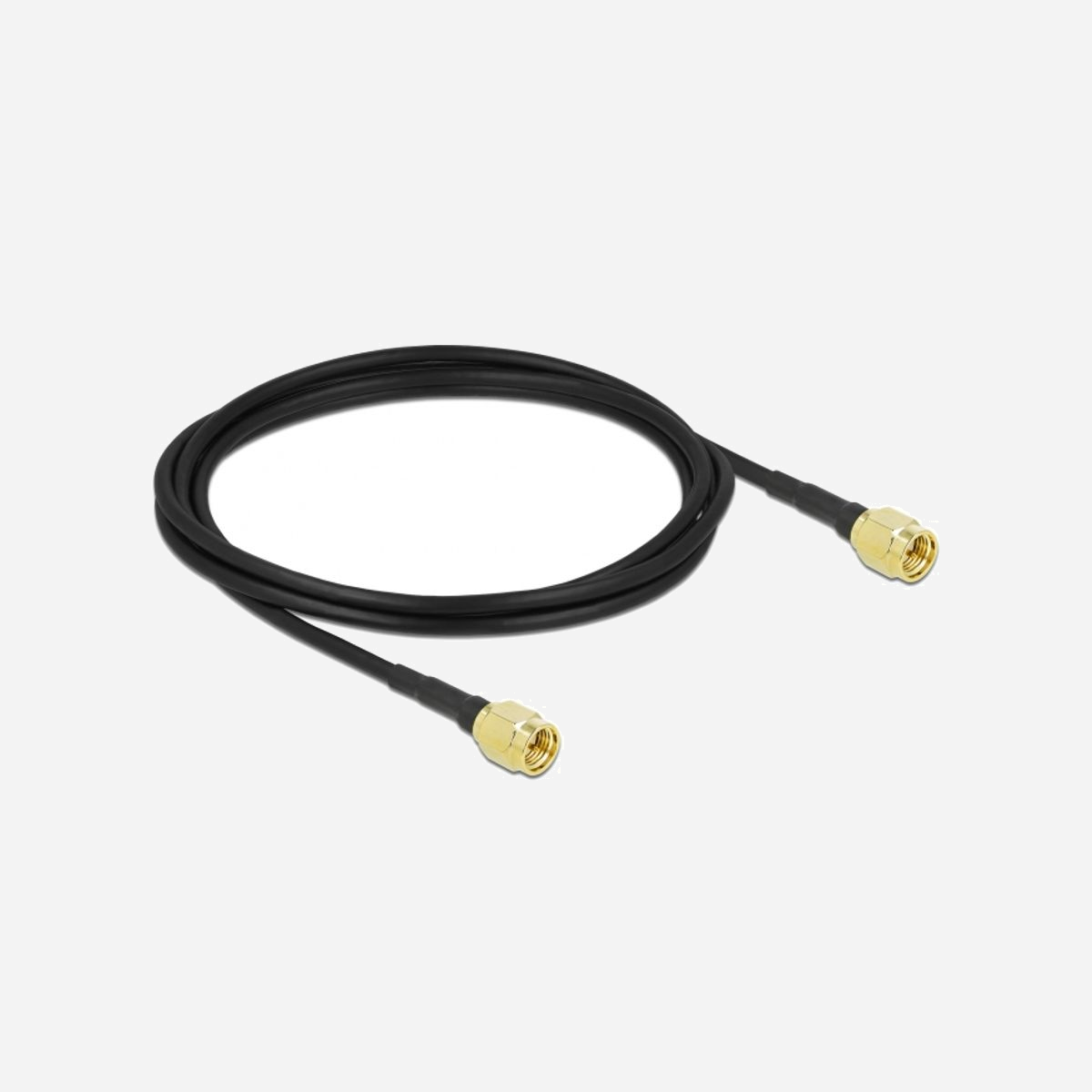 DeLOCK Câble Antenne 90469, SMA Mâle vers SMA Mâle, 2m LMR100, 50 Ohm, Connecteurs Or, Noir, Facteur de Forme Droit. - Le câble d'antenne de Delock est approprié aux composants de connexion de la technologie de fréquence radio.