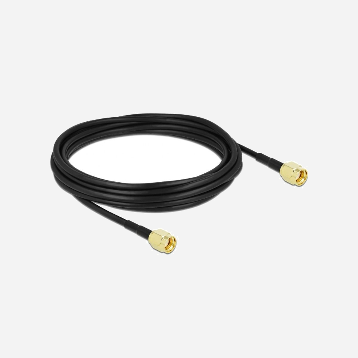 DeLOCK Câble Antenne RP-SMA Mâle vers RP-SMA Mâle 5m LMR100, 50 Ohm, Contacts Or, Noir - Connecteurs Droits - Le câble d'antenne de Delock est approprié aux composants de connexion de la technologie de fréquence radio.