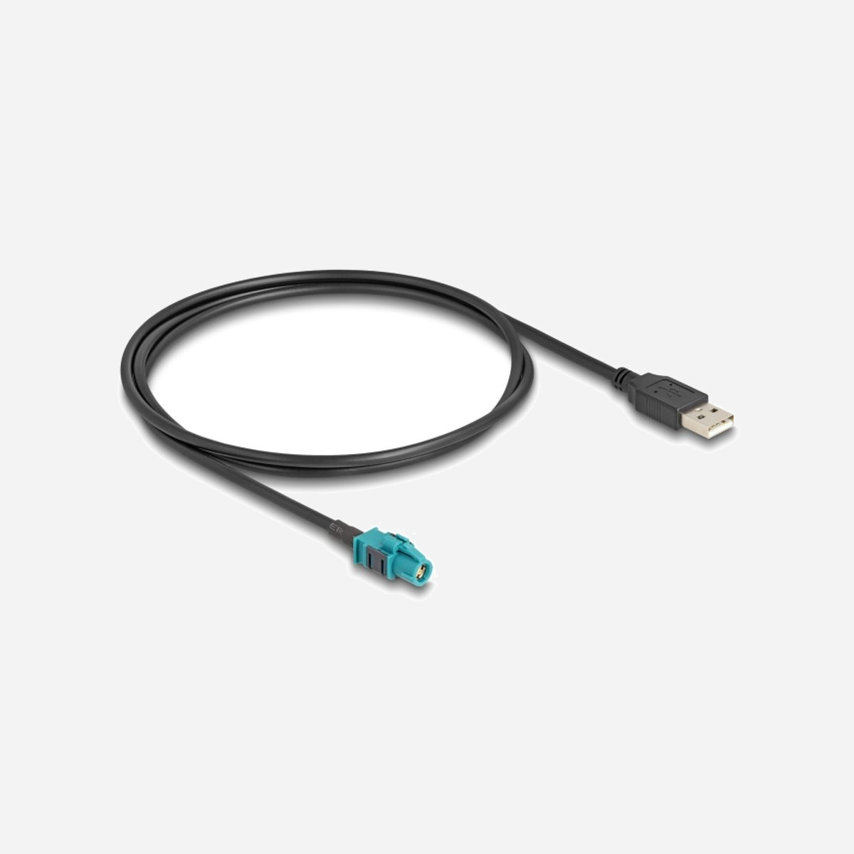 DeLOCK Câble HSD Z Femelle vers USB 2.0 Type-A Mâle 1m, Impédance 100 Ohm, Bande de Fréquence 6 GHz, Connecteurs Droit, Noir - Réf. 90534 - Ce câble de Delock est approprié pour connecter des composants de la technologie électronique et l’électronique dans les véhicules.