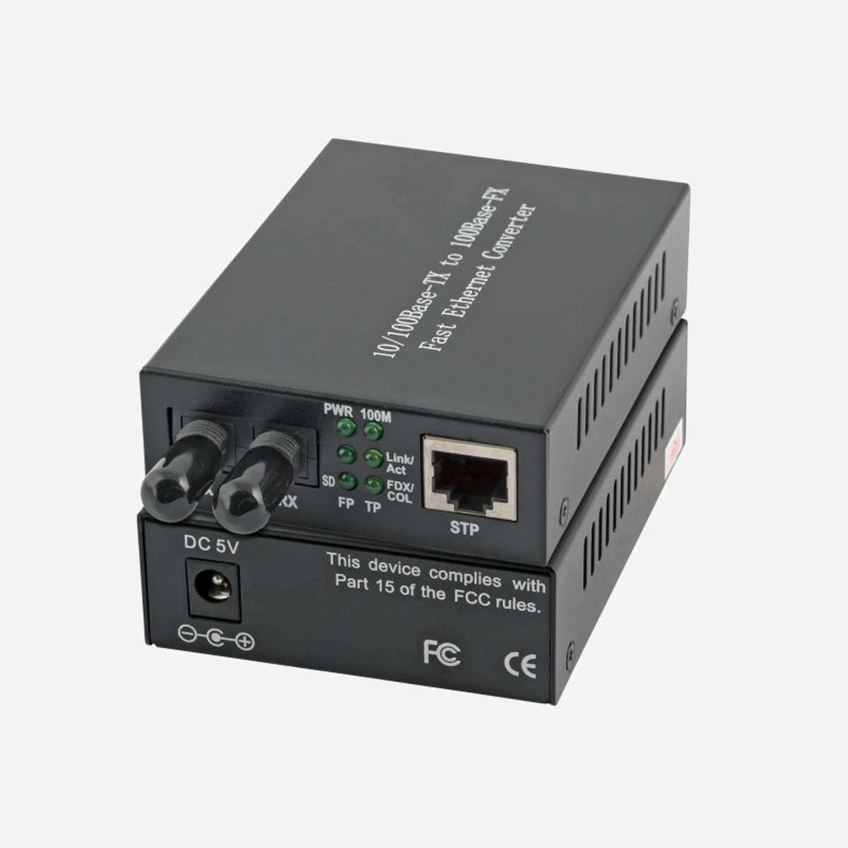 EFB Elektronik EL022V2 Convertisseur Media 100BASE-FX, 10/100 Mbit/s, Fibre Multimode 1310nm, Port RJ-45, Connecteurs ST, 2km - EFB Elektronik EL022V2. Débit de transfert des données maximum: 100 Mbit/s, Type d'interface Ethernet: Fast Ethernet, LAN Ethernet : taux de transfert des données: 10,100 Mbit/s. Distance de transfert maximale: 2000 m, Longueur d'onde: 1310 nm, Structure du mode de fibre: Multimode. Couleur du produit: Noir. Connecteur de fibre optique: ST, Technologie de connectivité: Avec fil. Largeur: 71 mm, Profondeur: 94 mm, Hauteur: 26 mm