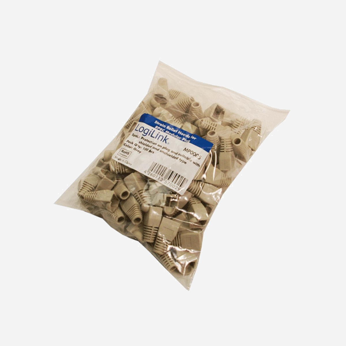 LogiLink MP0005 : Gaine de câble RJ-45 grise - Lot de 100 unités pour connecteurs réseau et câblage structuré - Référence MP0005 - LogiLink MP0005. Type de produit: Gaine de câble, Couleur du produit: Gris, Type de connecteur: RJ-45. Quantité: 100 pièce(s)