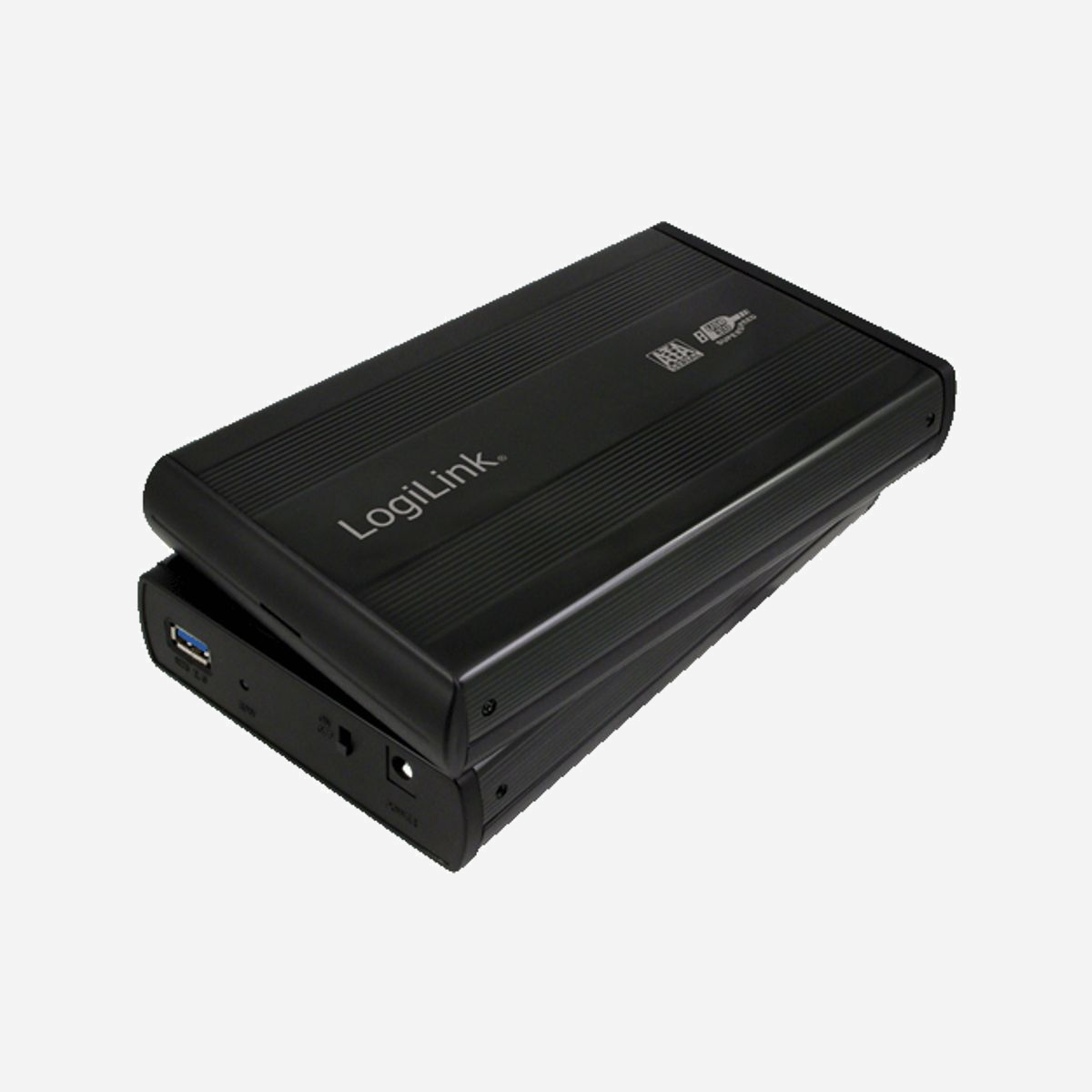 LogiLink UA0107 : Boîtier Externe Aluminium Noir pour Disque Dur 3.5" SATA, USB 3.2 Gen 1 (5 Gbit/s), Hot-Swap, Alimentation Externe 12V/2A - LogiLink UA0107. Nombre d'unités de stockage pris en charge: 1, Taille de l'unité de stockage: 3.5", Interfaces de lecteur de stockage prises en charge: SATA. Taux de transfert des données: 5 Gbit/s. Échange à chaud. Couleur du produit: Noir