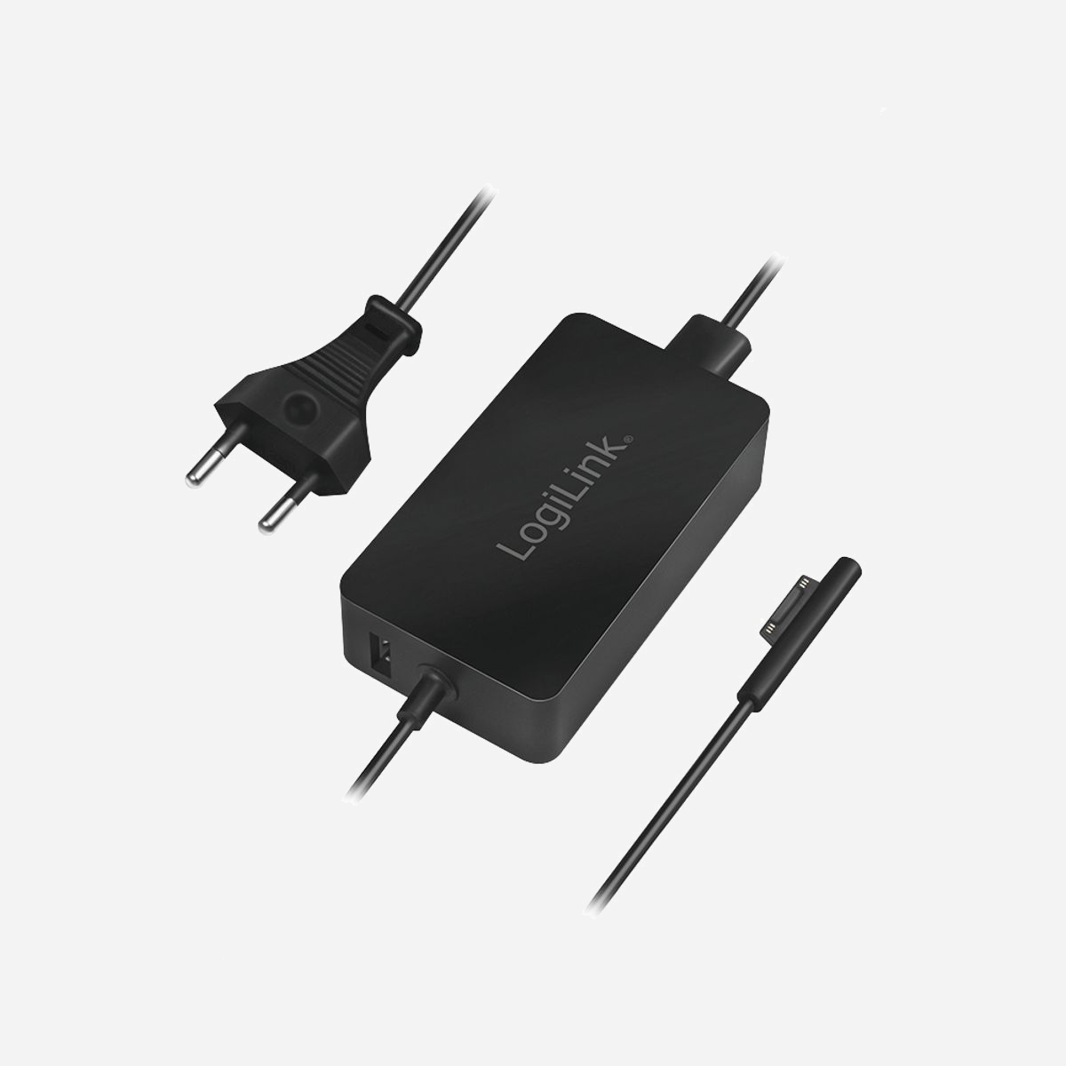 LogiLink PA0197 Chargeur Secteur Universel 44W, 100-240V, 1x USB 2.0, 15V/2.58A, Câble 1.5m, Compatible Surface Pro/Laptop/Go/Book - LogiLink PA0197. Type de chargeur: Intérieure, Type de source d'alimentation: Secteur, Compatibilité de chargeur: Ordinateur portable, Universel. Tension d'entrée: 100 - 240 V, Tension de sortie (max): 15 V, Courant de sortie de l'adaptateur secteur: 2,58 A. Quantité de Ports USB 2.0: 1. Longueur de câble: 1,5 m, Couleur du produit: Noir
