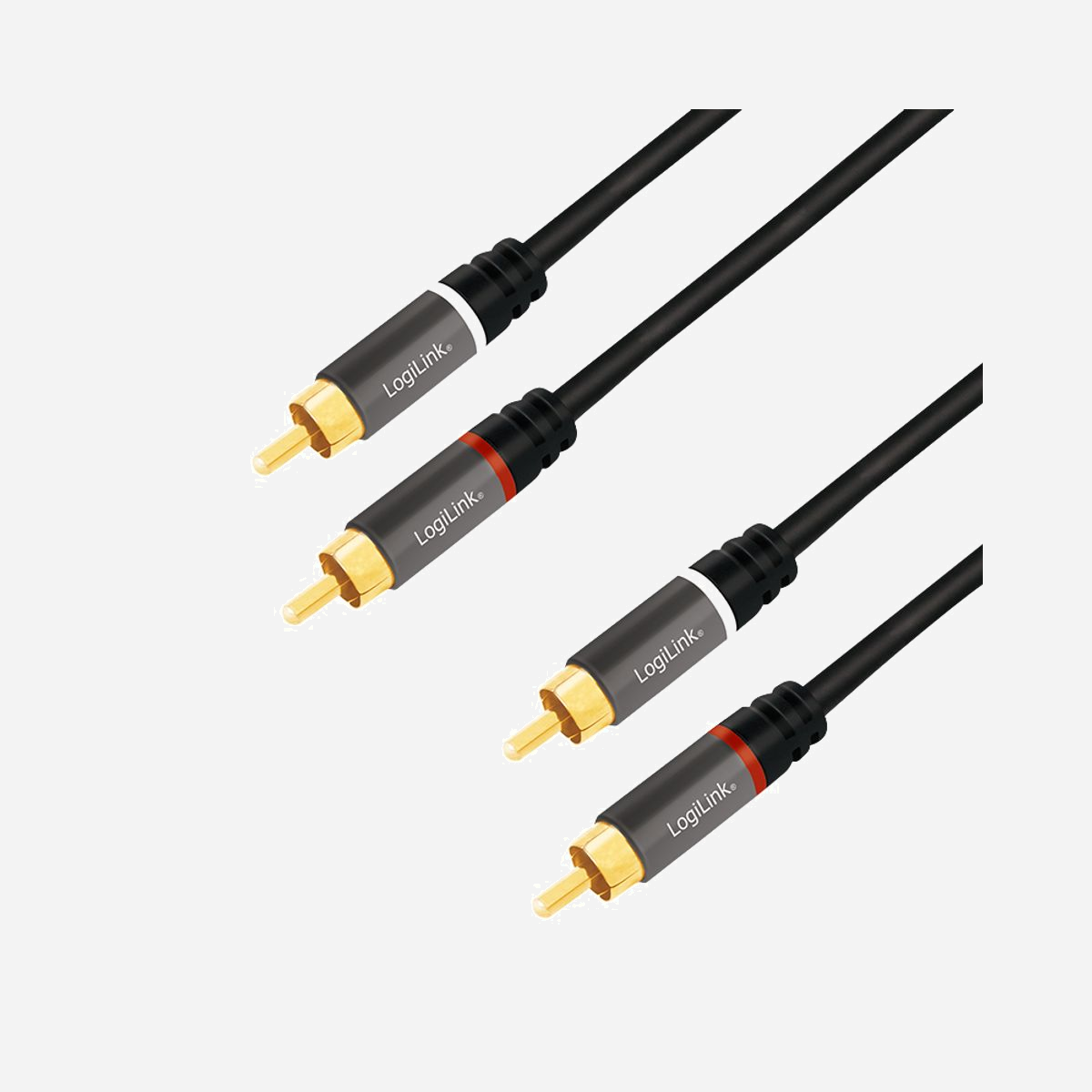 Câble Audio LogiLink CA1202 - 1m - 2x RCA Mâle vers 2x RCA Mâle - Contacts Or - AWG28 - Diamètre 5mm - Noir - LogiLink CA1202. Connecteur 1: 2 x RCA, Genre de connecteur 1: Mâle, Connecteur 2: 2 x RCA, Genre de connecteur 2: Mâle, Contacts du connecteur de placage: Or, Taille des fils AWG: 28, Longueur de câble: 1 m, Couleur du produit: Noir