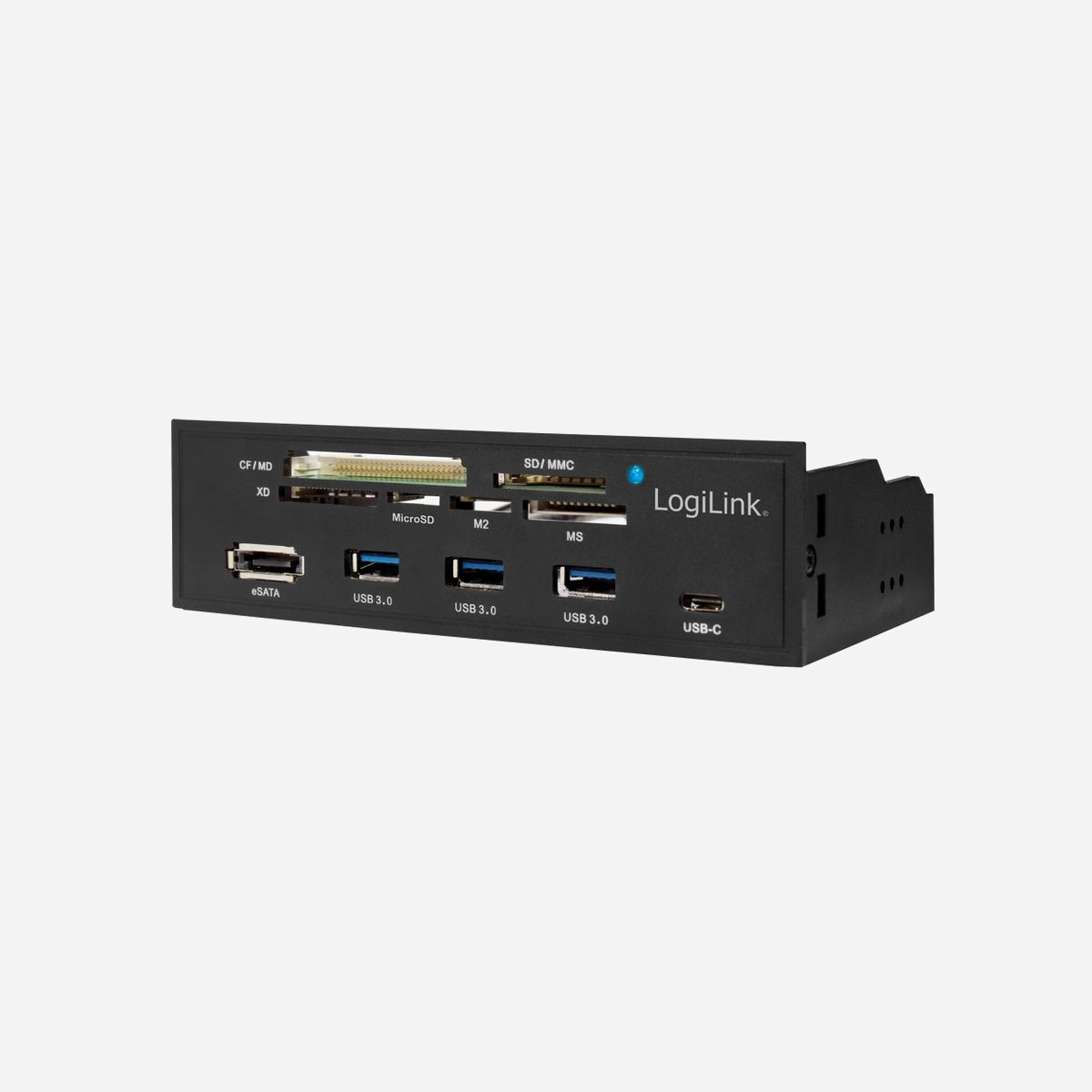 LogiLink UA0341 Lecteur de Cartes Mémoire Interne SATA 5.25" - CF, MS, MicroSD, SD, xD - 4x USB 3.2 Gen 1 - Noir - 148x78x42mm - LogiLink UA0341. Cartes mémoire compatibles: CF, MS Micro (M2), Clé USB (MS), MicroSD (TransFlash), SD, xD, Couleur du produit: Noir, Lecteur de baies pris en charge: 5.25". Interface: SATA. Largeur: 148 mm, Profondeur: 78 mm, Hauteur: 42 mm. Quantité: 1 pièce(s), Type d'emballage: Boîte. Câbles inclus: USB