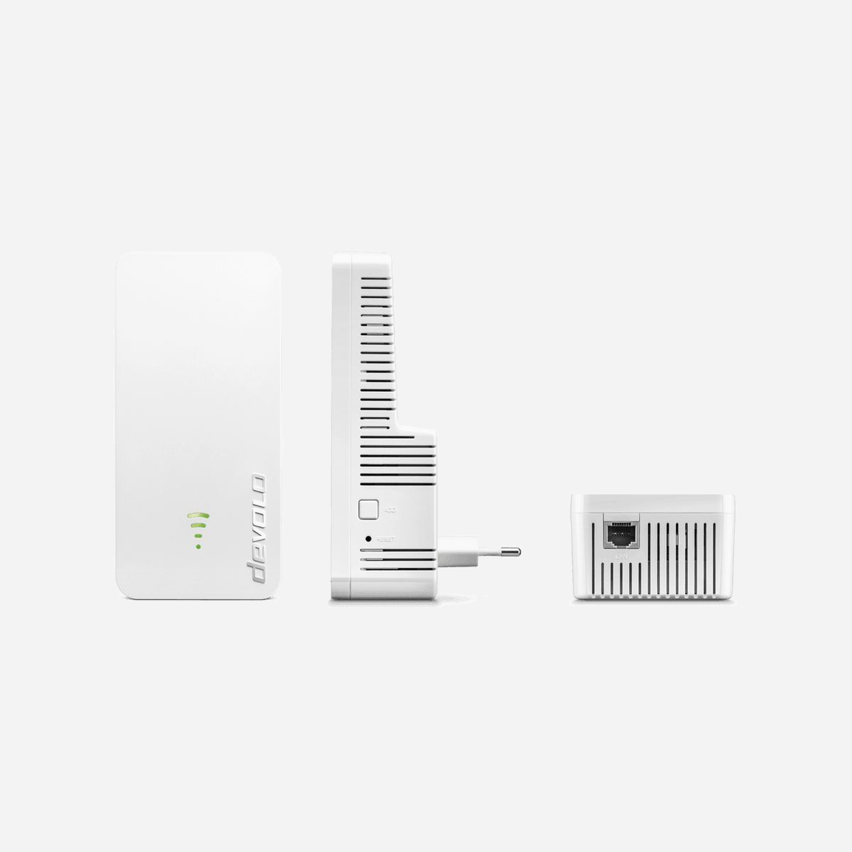 Devolo WiFi 6 Repeater 3000 - Répéteur WiFi 574/2402 Mbit/s, 2.4/5 GHz, 1x RJ-45, IEEE 802.11ax/ac/n/g/b/a, Indicateur LED, 71x149x45mm - Devolo WiFi 6 Repeater 3000. Degré de fréquence: 2400 - 5000 MHz, Vitesse de transfert des données WLAN: 574,2402 Mbit/s, Voyants: Force du signal. Consommation électrique typique: 6,1 W, Tension d'entrée de l'adaptateur secteur: 100 - 240 V, Fréquence de l'adaptateur secteur: 50/60 Hz. Largeur: 71 mm, Profondeur: 149 mm, Hauteur: 45 mm. Période de garantie: 3 année(s)