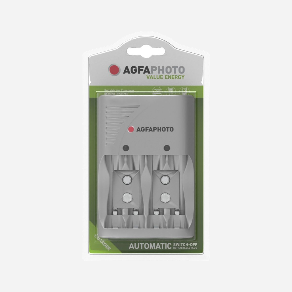 AgfaPhoto Chargeur Universel 140-849959 : 2 Batteries AA/AAA/9V, Gris, Tension d'entrée 1.2V, Dimensions Emballage 100x62x180mm - AgfaPhoto 140-849959. Convient pour: Universel, Tailles de batteries compatibles: 9V, AA, AAA. Couleur du produit: Gris. Tension d'entrée: 1.2 V. Quantité: 1 pièce(s). Largeur du colis: 100 mm, Profondeur du colis: 62 mm, Hauteur du colis: 180 mm