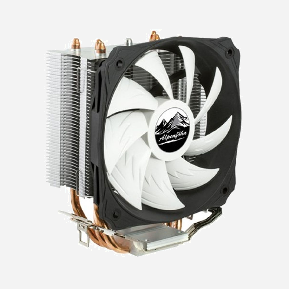Alpenföhn Ben Nevis Refroidisseur CPU 120mm PWM, TDP 140W, 3 Heatpipes 6mm, Socket AM2/AM3/FM1/115x/2011, 400-1600 tr/min, Noir/Argent/Blanc - Le modèle BEN NEVIS d'Alpenföhn propose un excellent rapport prix/performance qui séduira une clientèle consciente des coûts.<br>Par ailleurs, le ventilateur Cone PWM contenu dans l'emballage dispose d'une propulsion de flux d'air suffisante pour réaliser à la perfection le grand écart entre puissance et nuisances sonores.<br>Par ailleurs, le système de fixation RockMount propose une installation simple et fiable sur les plateformes 2011, 2011-v3, 115x, AM3(+), AM3, AM2(+)AM2 ainsi que FM1.<br><br>- Imposants 140W TDP.<br>- Conception asymétrique.<br>- Shock KILLER POLE.<br>- 120mm Cone PWM Ventilateur.<br>- Système de fixation RockMount.<br><br>Caloducs „HighEnd Heatpipes“:<br>3 caloducs hautement performants véhiculent de manière rapide et efficace la chaleur dégagée par le processeur contre le radiateur double du dissipateur.<br><br><b>Shock KILLER POLE</b><br><br>Le Schock KILLER POLE se charge d'amortir en toute fiabilité les chocs que ton système pourrait avoir à supporter pendant son transport ou son expédition. Par ailleurs, le Shock KILLER POLE garantit une stabilité supérieure quant au risque de déformation des lamelles en aluminium.<br><br><b>Radiateur double asymétrique:</b><br><br>Le format asymétrique du radiateur double permet d’équiper entièrement tous les modules RAM – indépendamment de la hauteur du dissipateur (Heatspreader) de la mémoire vive.