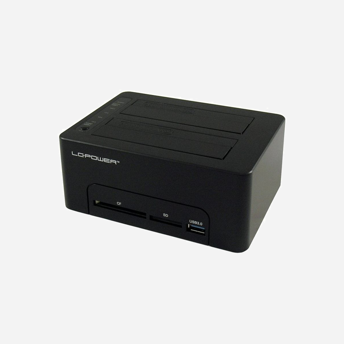 LC-Power LC-DOCK-U3-CR Station d'accueil HDD/SSD SATA 2.5/3.5" USB 3.2 Gen 1 Type-A, Lecteur Cartes CF/SD, Windows, Noir - LC-Power LC-DOCK-U3-CR. Type de support de stockage: HDD, SSD, D'interface pour unité de stockage: SATA, Tailles de disque de stockage pris en charge: 2.5,3.5". Interface de l'hôte: USB 3.2 Gen 1 (3.1 Gen 1) Type-A. Couleur du produit: Noir, Matériel: Plastique, Taux de transfert de données maximal: 5 Gbit/s. Prise en charge du système d'exploitation Windows: Windows 10, Windows 7, Windows 8, Windows 8.1. Largeur: 153 mm, Profondeur: 112 mm, Hauteur: 62 mm