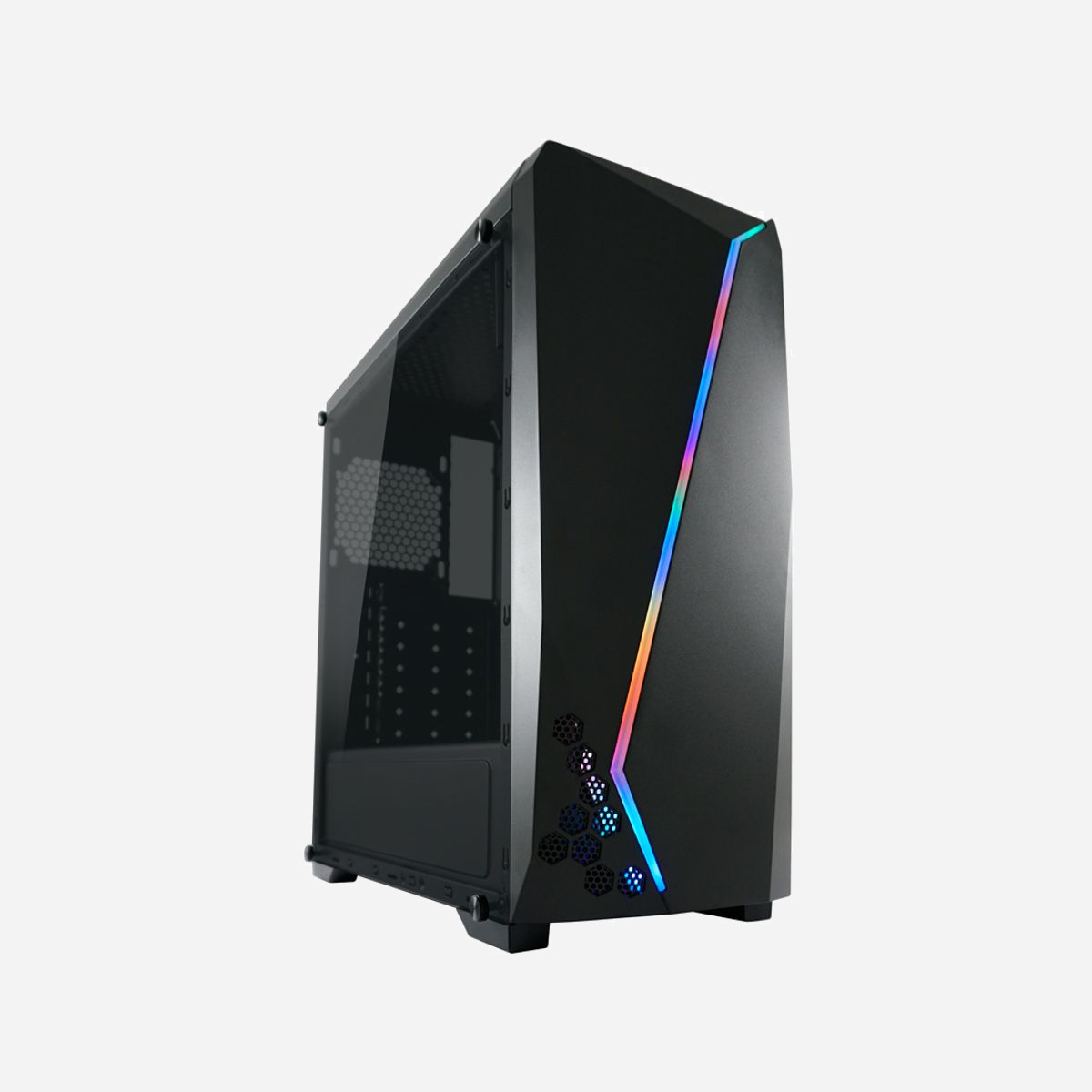 LC-Power Gaming 700B Hexagon - Boîtier PC Midi Tower Noir, ATX/micro ATX/Mini-ITX, 2x3.5", 4x2.5", USB 3.2 Gen 1, Façade Verre Trempé, Éclairage Multi-Couleur - LC-Power Gaming 700B - Hexagon. Format: Midi Tower, Type: PC, Couleur du produit: Noir. Prise en charge des diamètres des ventilateurs avants: 120 mm, Pris en charge des diamètres des ventilateurs arrières: 120 mm, Pris en charge des diamètres des ventilateurs supérieurs: 120 mm. Tailles de disques durs supportées: 2.5,3.5". Largeur: 195 mm, Profondeur: 424 mm, Hauteur: 446 mm. Largeur du colis: 232 mm, Profondeur du colis: 495 mm, Hauteur du colis: 498 mm