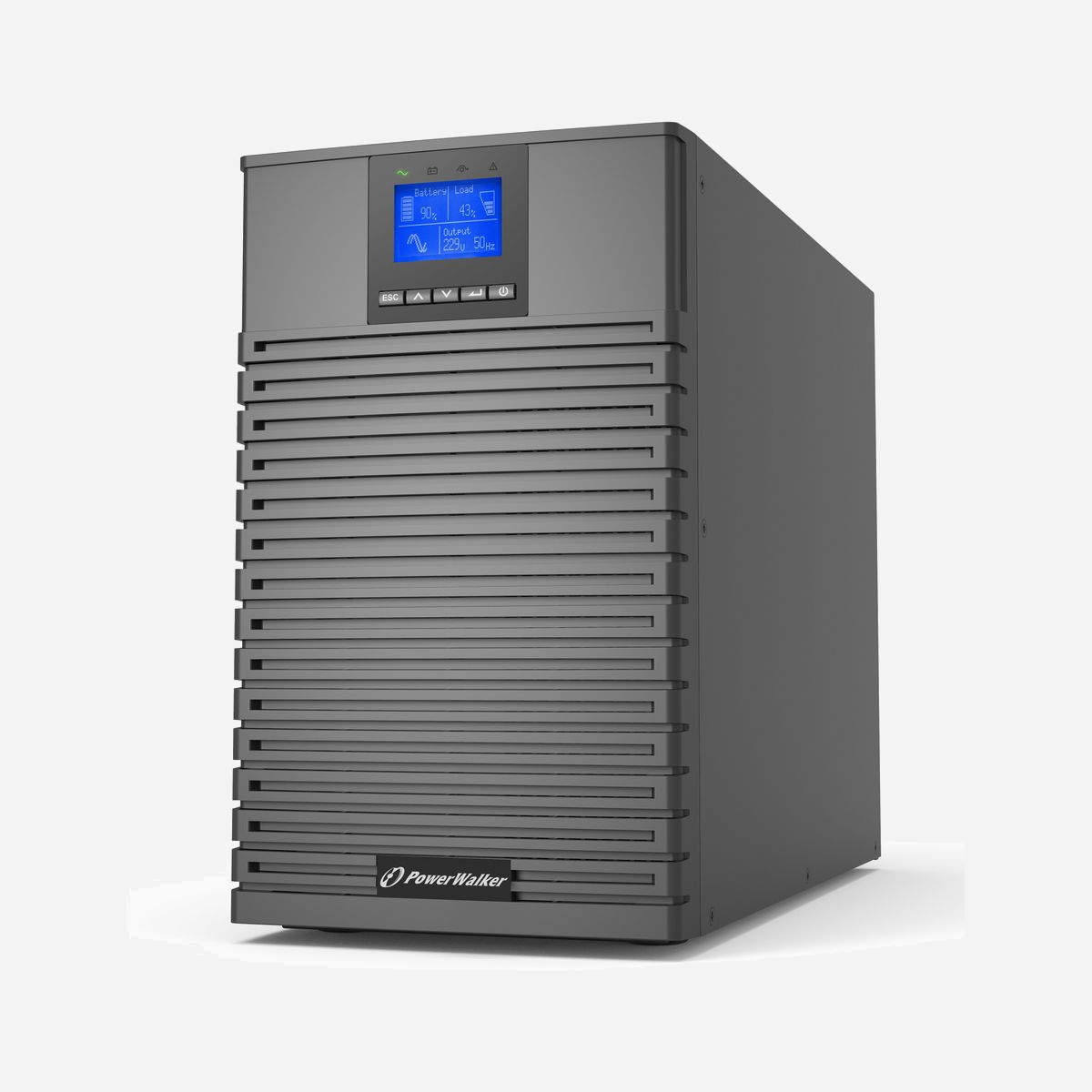 PowerWalker VFI 2000 ICT IoT - UPS Double Conversion 2kVA/2000W, 8 Prises C13, Port USB/RS-232, Batteries 6x12V 7Ah, Format Tour, FreeDOS - PowerWalker VFI 2000 ICT IoT. Topologie UPS: Double-conversion (en ligne), capacité de la puissance de sortie: 2 kVA, Puissance de sortie: 2000 W. Types de sortie AC: Coupleur C13, Prise mâle: Coupleur C20, Nombre de prises en sortie: 8 sortie(s) CA. Capacité de la batterie: 7 Ah, Tension des piles: 12 V, Temps de rechargement de la batterie: 3 h. Format: Tower, Couleur du produit: Noir, Type de refroidissement: Actif. Câbles inclus: Cable d'éntrée, Cable de sortie, Câble USB