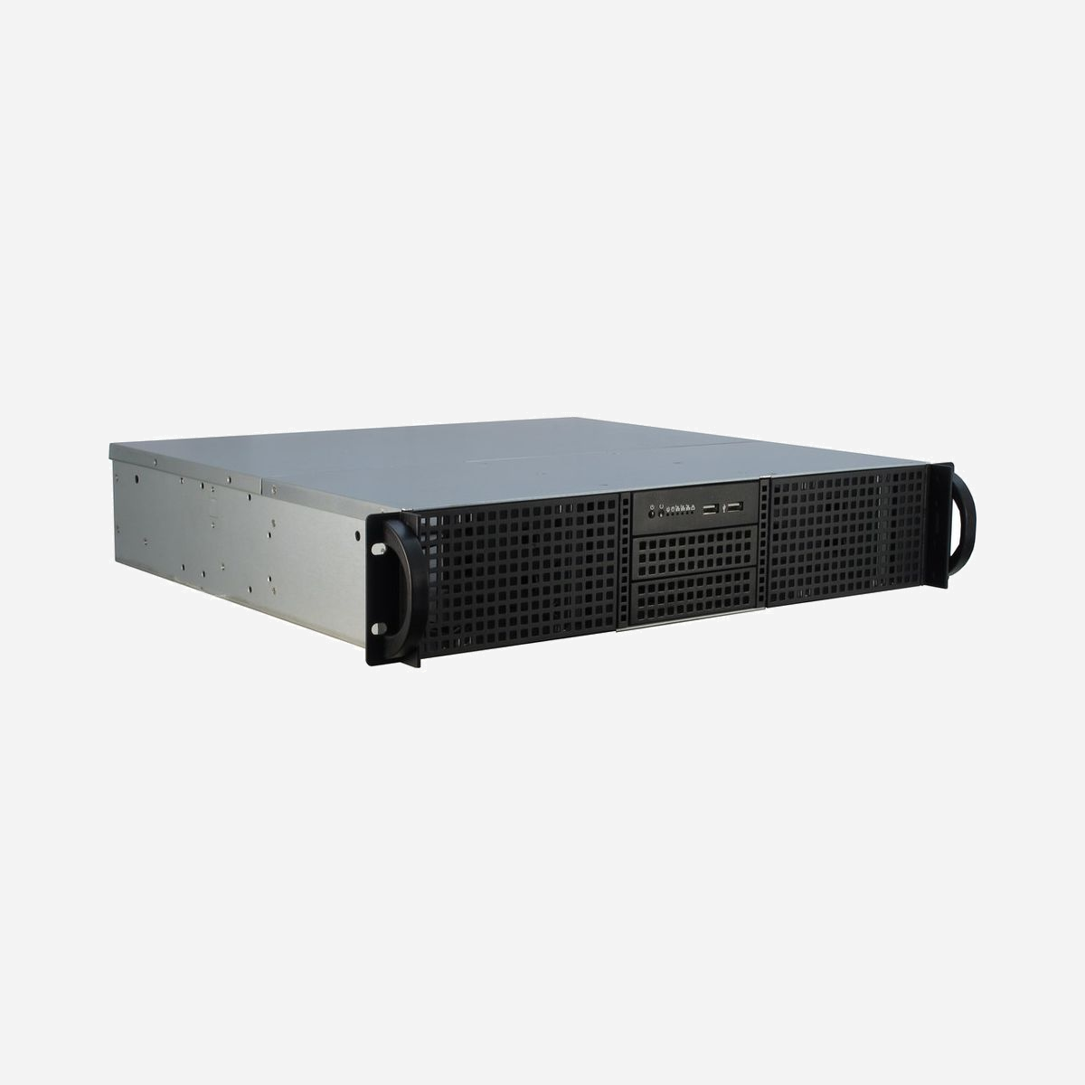 Inter-Tech 2U-20240 Châssis Serveur Rackable 19" 2U, Acier, Noir, ATX/microATX/Mini-ITX, 8x 3.5", 4x 5.25", 3x 2.5", 2x Vent. 80mm, 482x438x89mm - Inter-Tech 2U-20240. Format: Support, Type: Serveur, Couleur du produit: Noir. Tailles de disques durs supportées: 2.5,3.5". Largeur: 482 mm, Profondeur: 438 mm, Hauteur: 89 mm. Largeur du colis: 555 mm, Profondeur du colis: 560 mm, Hauteur du colis: 160 mm. Ventilateur(s): 2x 80mm, Taille (impériale): 48,3 cm (19")