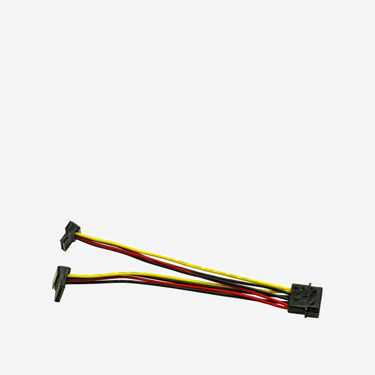 Inter-Tech 88885307 : Câble d'alimentation interne 0.15m, Molex 4-pin (Mâle, Droit) vers 2 x SATA 15 broches (Femelle, Courbe 90°) - Inter-Tech 88885307. Longueur de câble: 0,15 m, Connecteur 1: Molex (4-pin), Connecteur 2: 2 x SATA 15 broches. Poids: 20 g