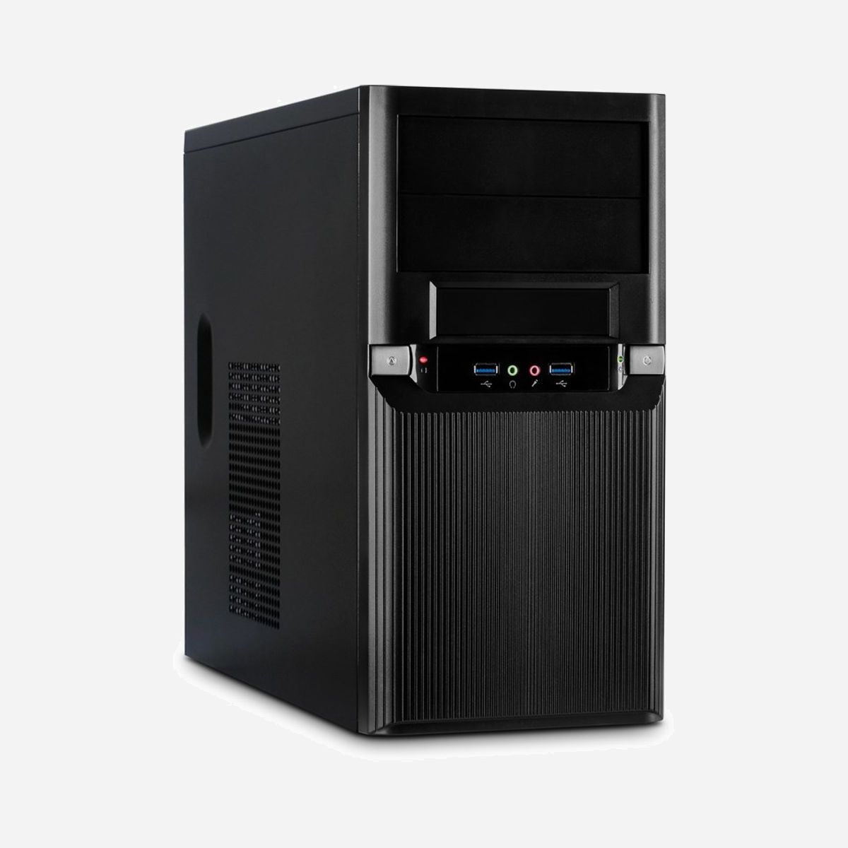 Inter-Tech TM-515 Micro Tower PC Noir, Micro ATX, 2x5.25" externes, 4x3.5", 2x2.5", Ventilation 80/92mm, USB 3.2 Gen 1, Acier 0.8mm, 180x420x365mm - Inter-Tech TM-515. Format: Micro Tower, Type: PC, Couleur du produit: Noir. Emplacement d'alimentation: Haut. Prise en charge des diamètres des ventilateurs avants: 80 mm, Pris en charge des diamètres des ventilateurs arrières: 80,92 mm. Tailles de disques durs supportées: 2.5,3.5". Largeur: 180 mm, Profondeur: 420 mm, Hauteur: 365 mm