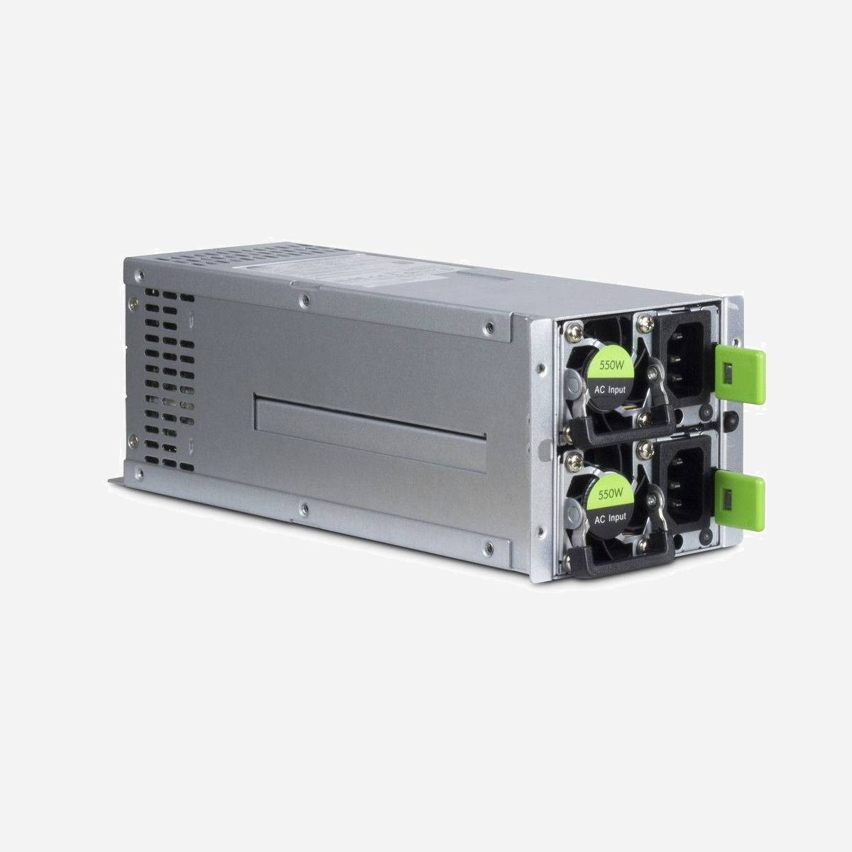 Inter-Tech Aspower R2A-DV0550-N - Alimentation Serveur 550W 80 PLUS Gold - ATX 20+4 broches, 2xSATA, 6xMolex - Ventilateurs 4cm, Acier Inoxydable - Inter-Tech Aspower R2A-DV0550-N. Puissance totale: 550 W, Tension d'entrée AC: 115 - 230 V, Efficacité: 92%. Connecteur de la carte mère: 20+4 pin ATX. Utilité: Serveur, Certification 80 PLUS: 80 PLUS Gold, Temps moyen entre pannes: 100000 h. Couleur du produit: Acier inoxydable, Diamètre du ventilateur: 4 cm, Nombre de ventilateurs: 2 ventilateur(s). Largeur: 100 mm, Profondeur: 270 mm, Hauteur: 84 mm