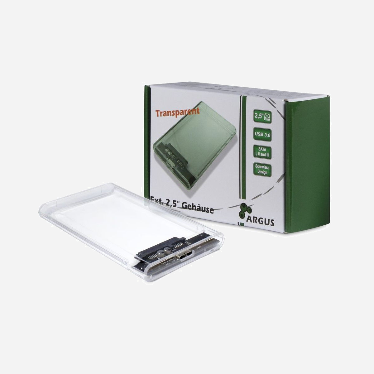 Inter-Tech GD-25000 Boîtier HDD 2.5" Transparent USB 3.2 Gen 1 (3.1 Gen 1) SATA I/II/III jusqu'à 16 To, Compatible Windows/macOS, 80x125x13mm - Inter-Tech GD-25000. Type de produit: Boîtier HDD. Nombre d'unités de stockage pris en charge: 1, Taille de l'unité de stockage: 2.5", Interfaces de lecteur de stockage prises en charge: SATA, Série ATA II, Série ATA III, Capacité de stockage maximum: 16 To. Taux de transfert des données: 5 Gbit/s. Type de lecteur de stockage installé: HDD. Couleur du produit: Transparent