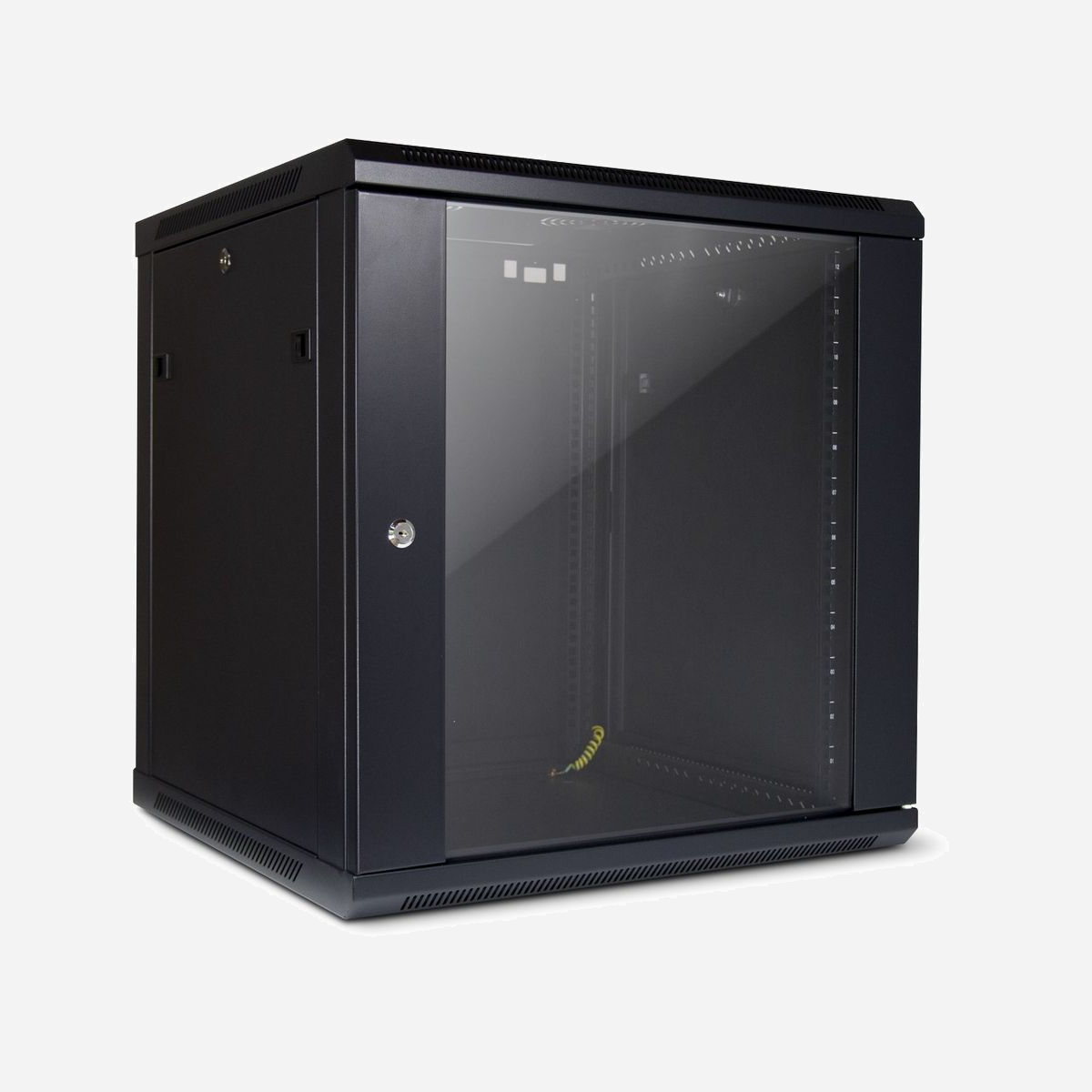 Inter-Tech SMA-6612 Rack Mural 12U 600x635x450mm Charge 40kg Acier/Verre Trempé 2 Ventilateurs 12cm IP20 Noir avec Kit de Montage - Inter-Tech SMA-6612. Type: Rack monté sur le mur, Capacité du rack: 12U, Capacité de charge maximale: 40 kg, Verrouillage des touches, Code (IP) Internationale Protection: IP20. Poids: 23,5 kg. Couleur du produit: Noir