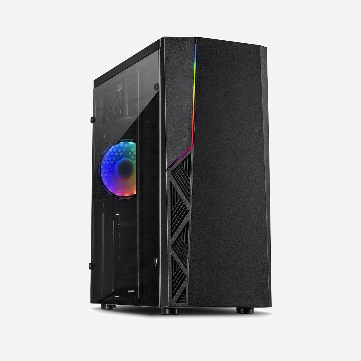 Inter-Tech B-02 RGB Tower Noir, Boîtier PC ATX/microATX, 3x3.5", 2x2.5", Ventilateur 120mm AR, USB 3.2 Gen 1, Éclairage RGB, Acrylique, 200x430x425mm - Inter-Tech B-02 RGB. Format: Tower, Type: PC, Couleur du produit: Noir. Prise en charge des diamètres des ventilateurs avants: 120 mm, Ventilateurs arrières installés: 1x 120 mm, Pris en charge des diamètres des ventilateurs arrières: 80,120 mm. Tailles de disques durs supportées: 2.5,3.5". Largeur: 200 mm, Profondeur: 430 mm, Hauteur: 425 mm. Largeur du colis: 230 mm, Profondeur du colis: 465 mm, Hauteur du colis: 460 mm