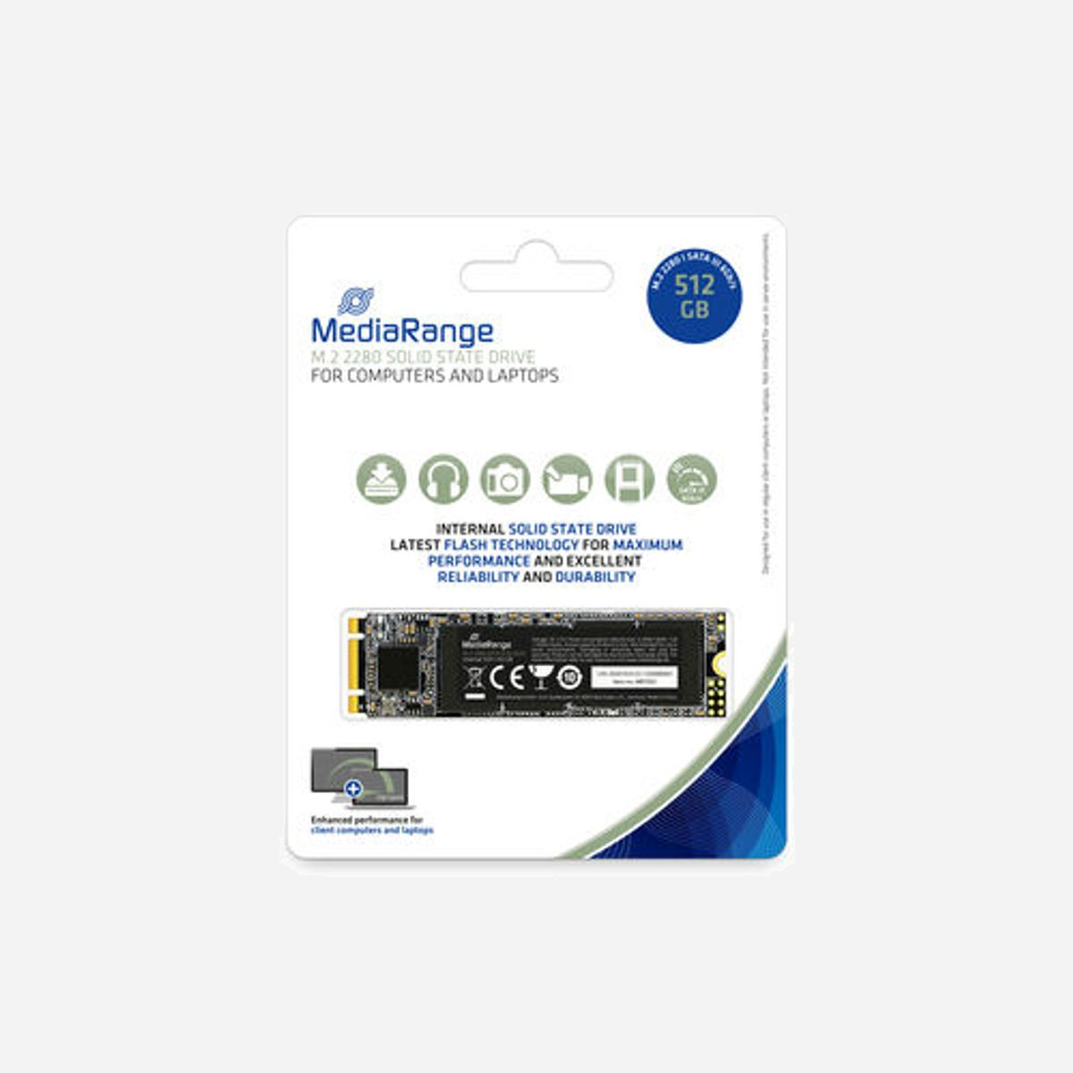 MediaRange SSD MR1023 512Go M.2 SATA III 6Gbit/s 3D TLC NAND, Lecture 535Mo/s, Ecriture 470Mo/s, Contrôleur SMI SM2258XT, PC/Portable - MediaRange MR1023. Capacité du Solid State Drive (SSD): 512 Go, Facteur de forme SSD: M.2, Vitesse de lecture: 535 Mo/s, Vitesse d'écriture: 470 Mo/s, Taux de transfert des données: 6 Gbit/s, composant pour: PC/ordinateur portable