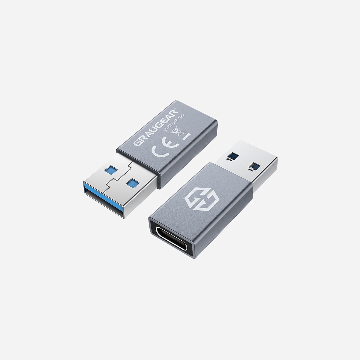 GRAUGEAR G-AD-CTA-10G Adaptateur USB-A Mâle vers USB-C Femelle USB 3.2 Gen 2 (10 Gbit/s) Boîtier Aluminium Argent, Contacts Nickel, Chipset VL160 - GRAUGEAR G-AD-CTA-10G. Connecteur 1: USB-A, Connecteur 2: USB-C, Contacts du connecteur de placage: Nickel. Couleur du produit: Argent